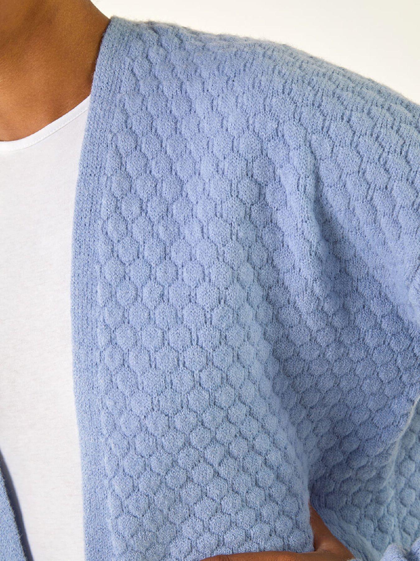  image of roman-waffle-knit-cardigan-light-blue