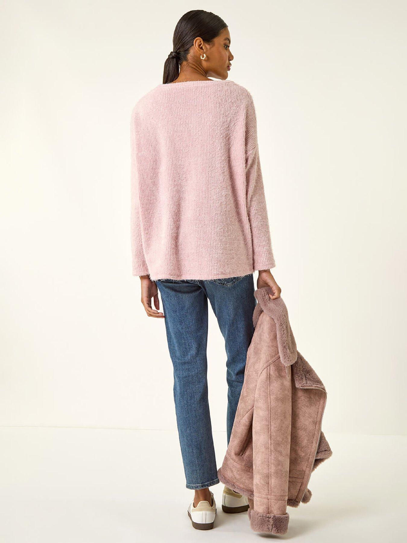  image of roman-soft-touch-textured-stretch-top-pink