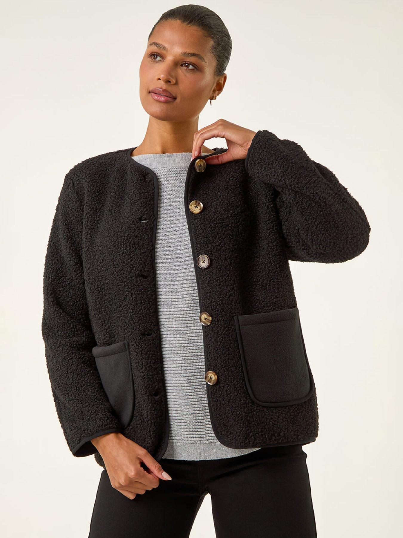 Image 1 of 5 of Roman Fleece Pocket Front Jacket - Black