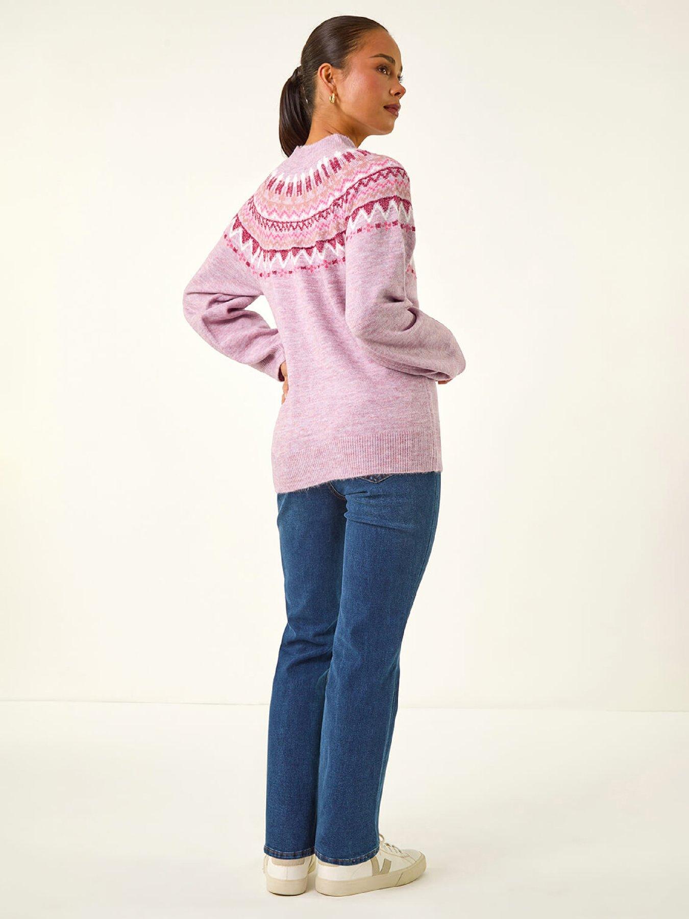 Image 2 of 5 of Roman Petite Fairisle Knit Jumper - Pink