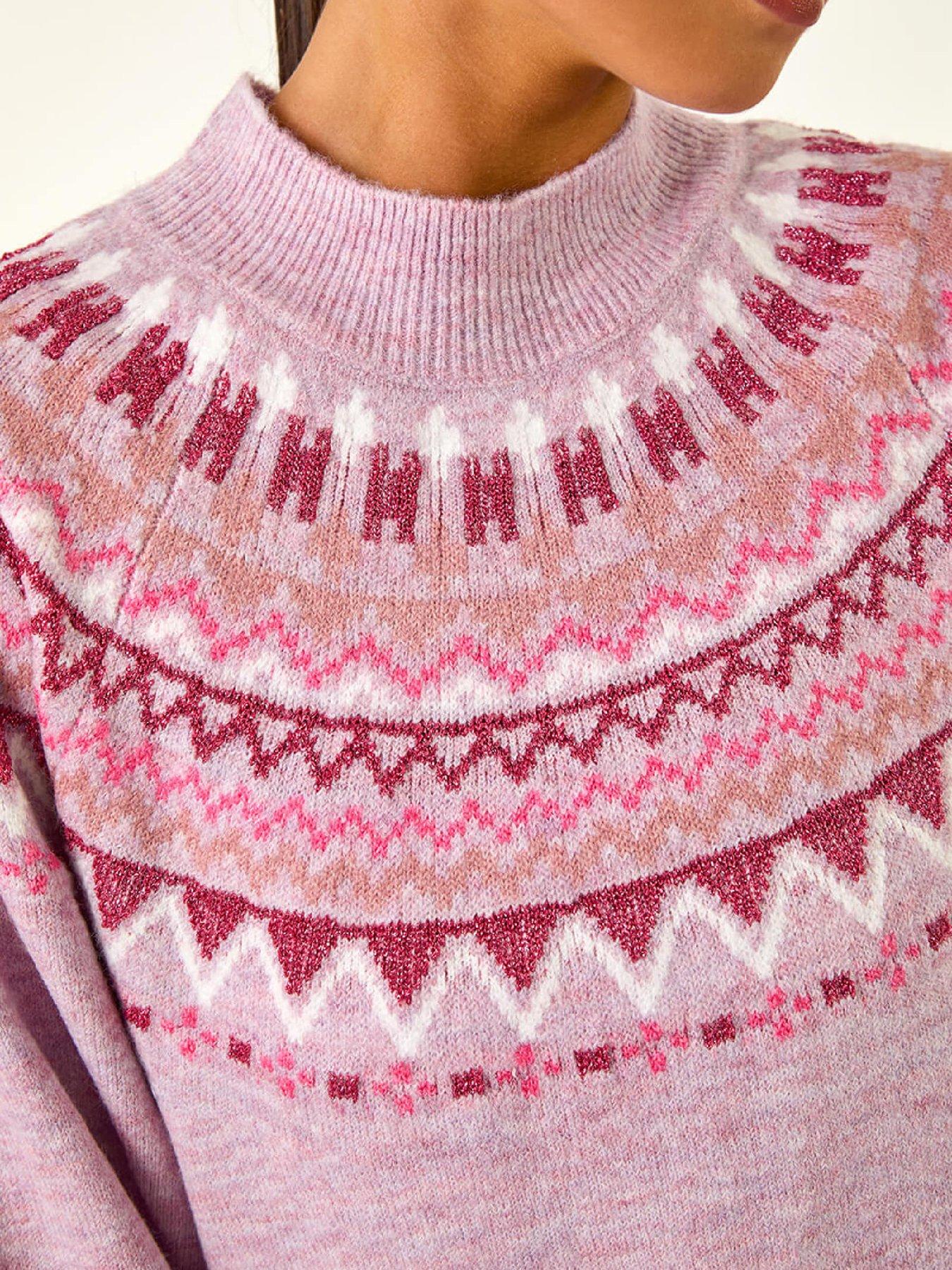 Image 5 of 5 of Roman Petite Fairisle Knit Jumper - Pink