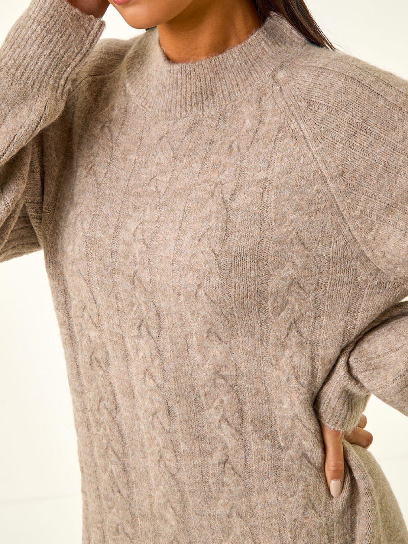  image of roman-petite-cable-knit-shift-dress-stone