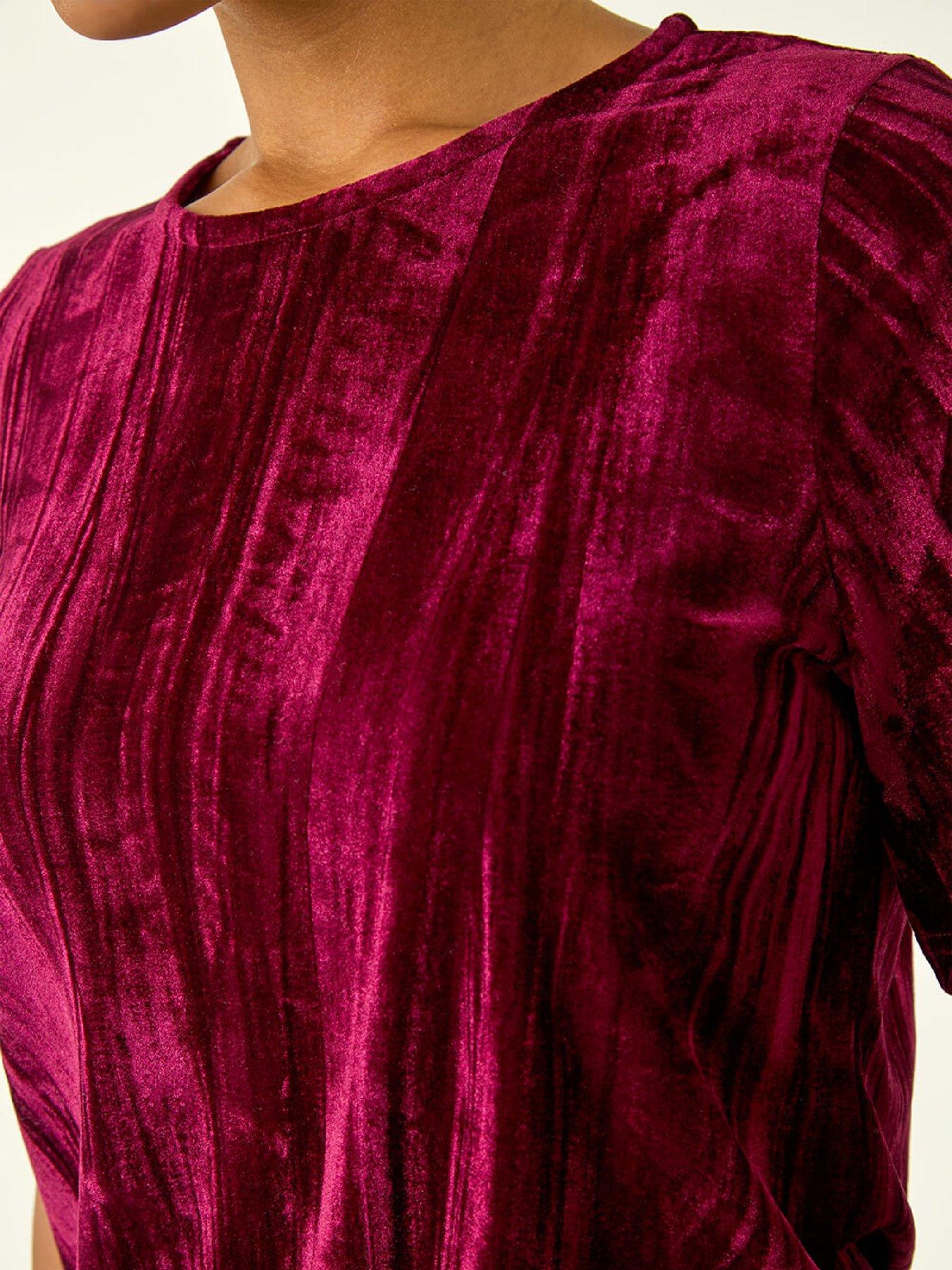  image of roman-pleated-velvet-stretch-top-wine