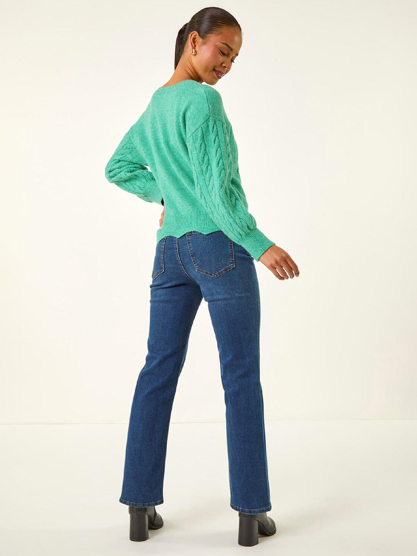 stillFront image of roman-petite-scalloped-hem-knit-jumper-green