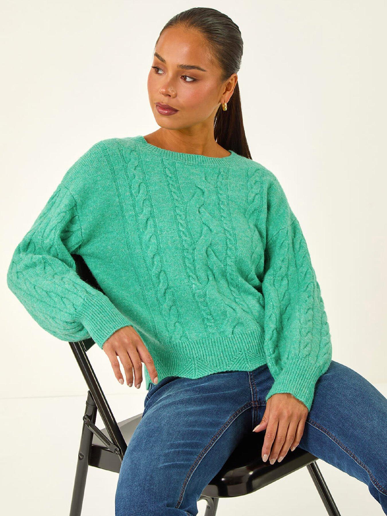 image of roman-petite-scalloped-hem-knit-jumper-green