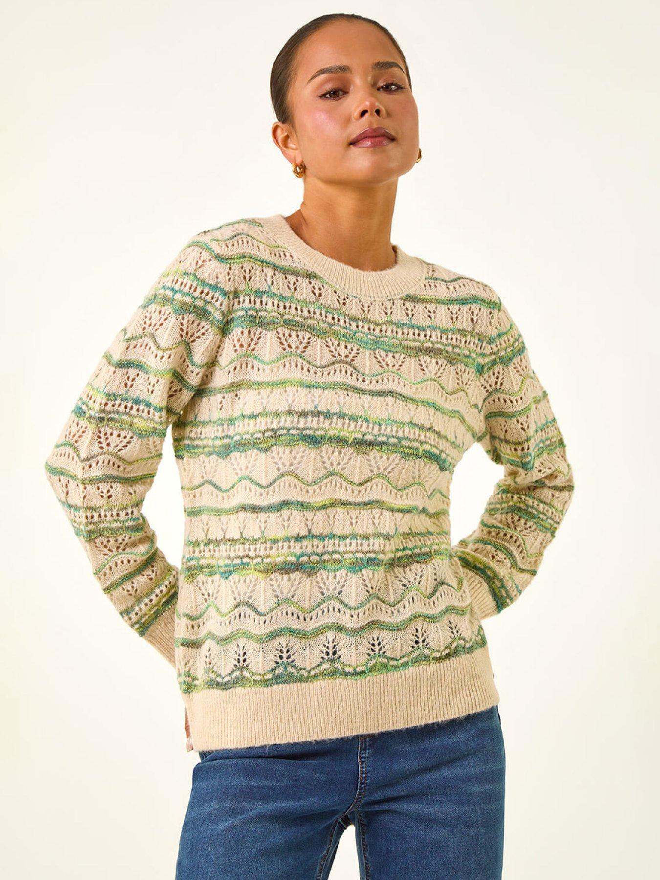  image of roman-petite-melange-stripe-knit-jumper-green