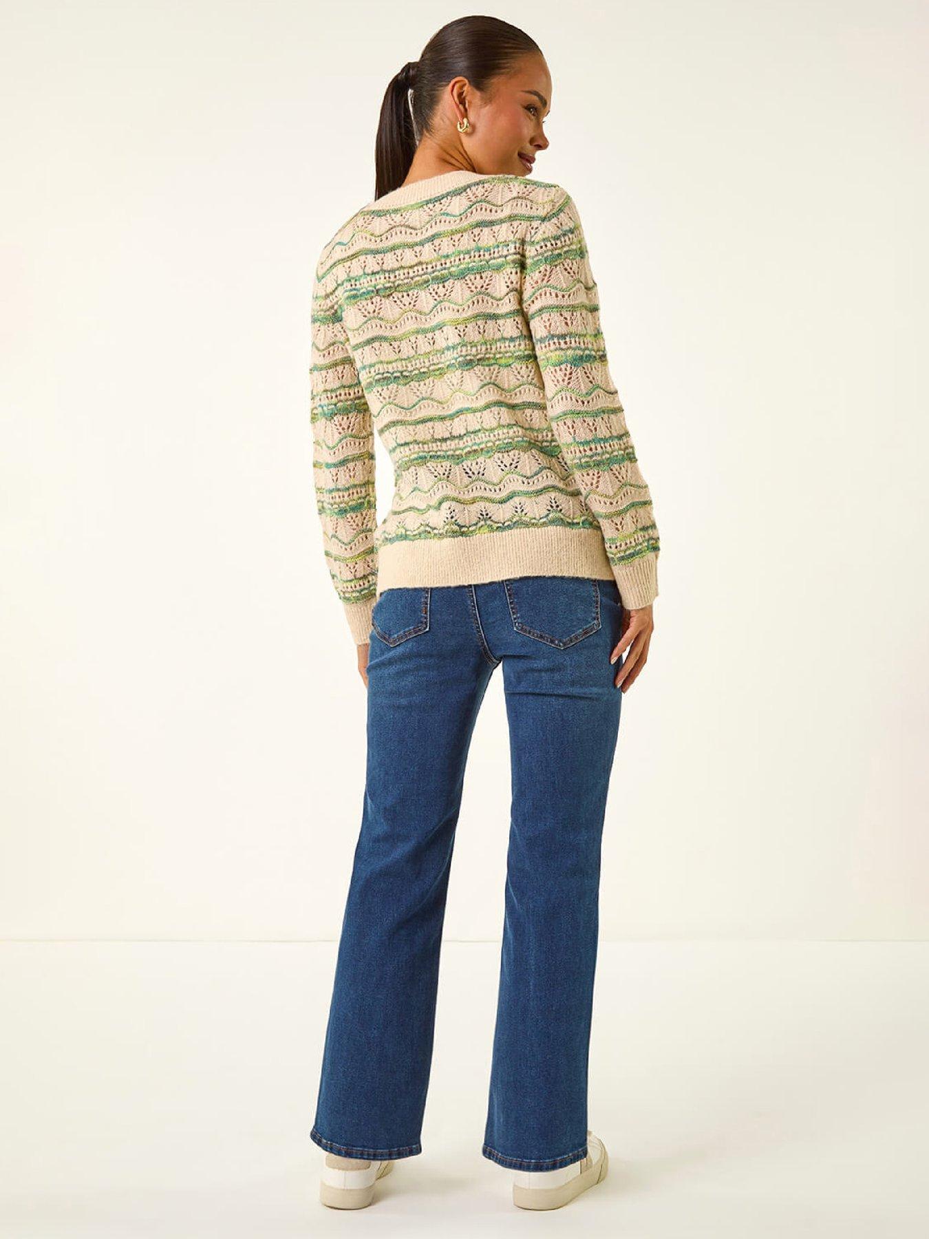  image of roman-petite-melange-stripe-knit-jumper-green