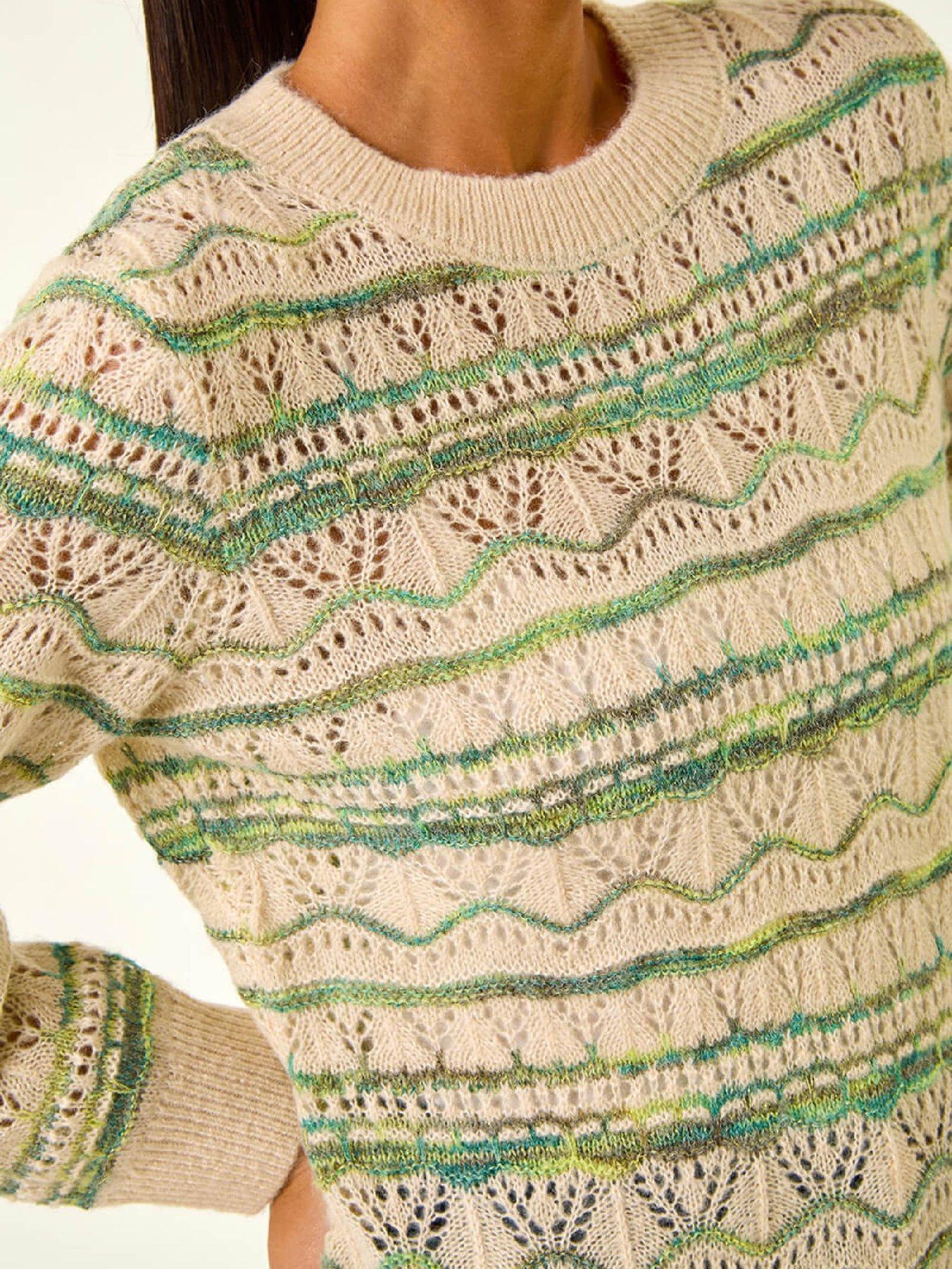  image of roman-petite-melange-stripe-knit-jumper-green