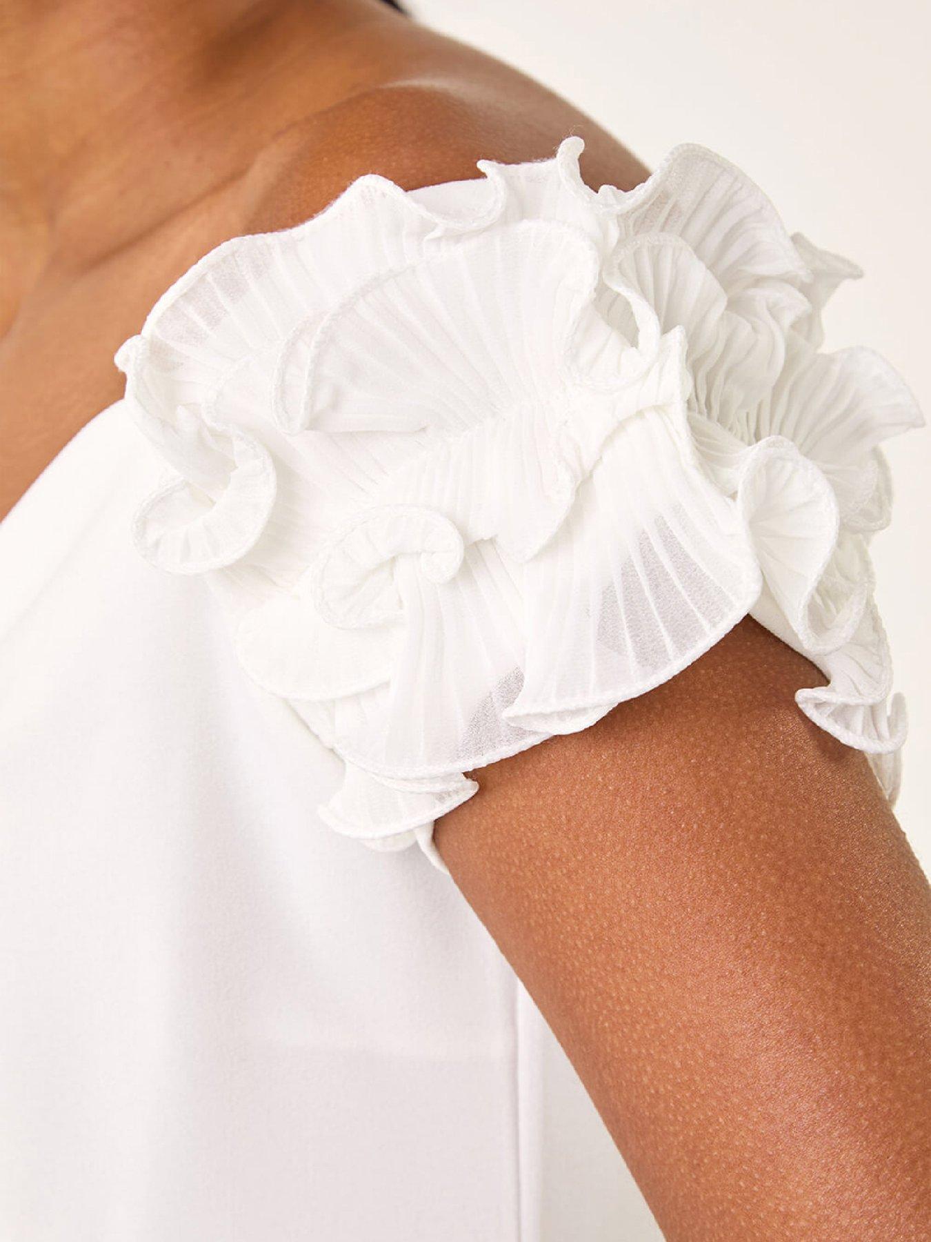  image of roman-frill-contrast-bardot-dress-black