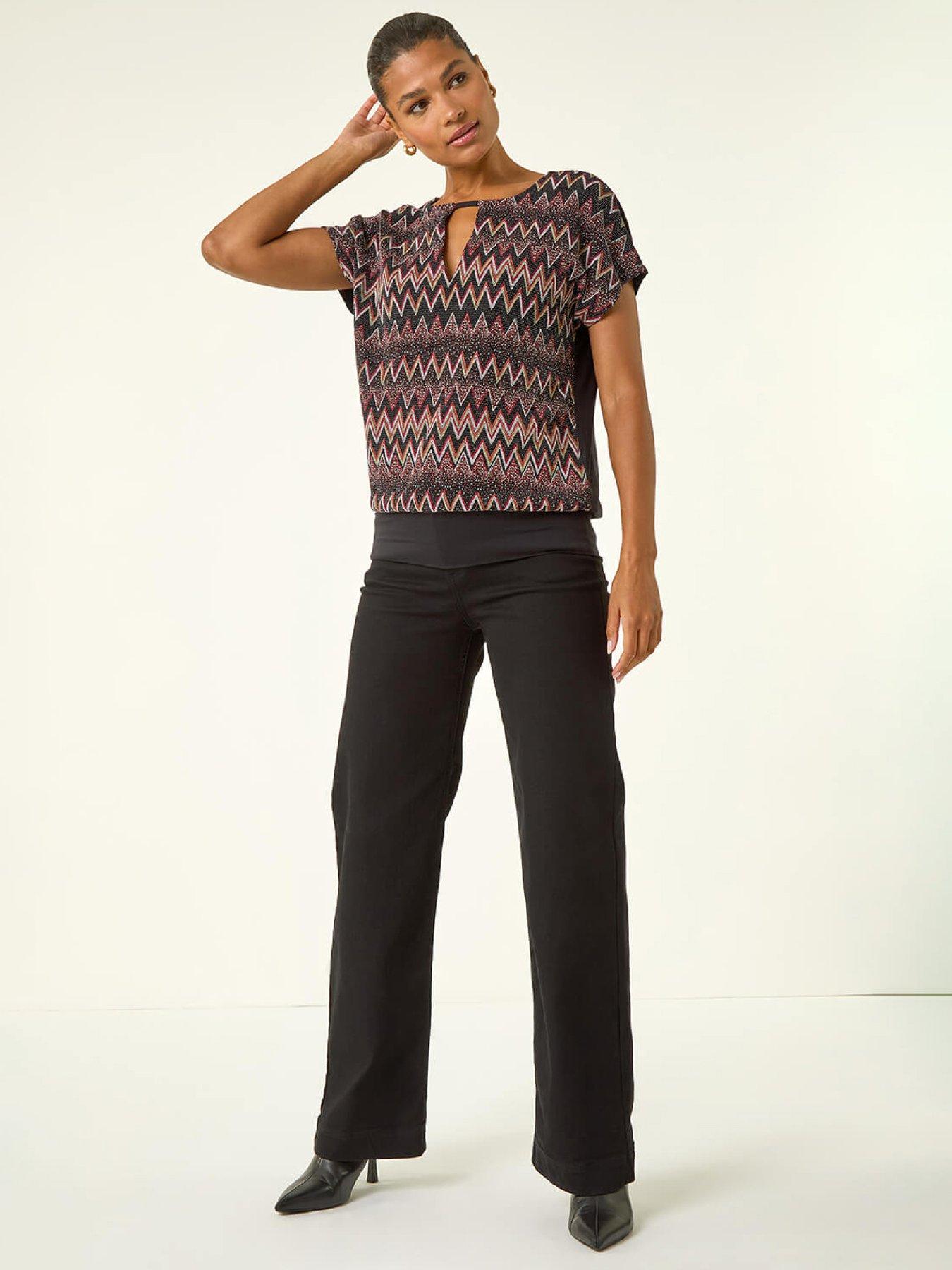 Image 3 of 6 of Roman Zig Zag Print Bubble Hem Top - Bronze