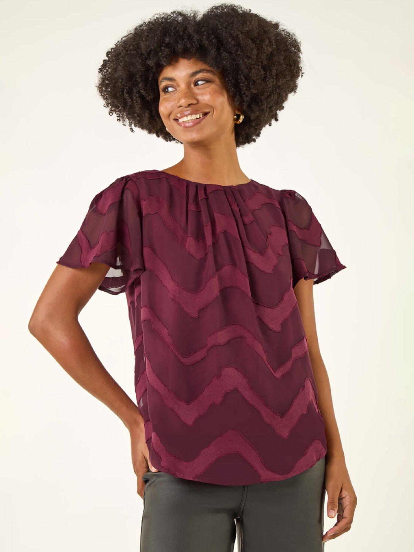  image of roman-jacquard-zig-zag-top-wine