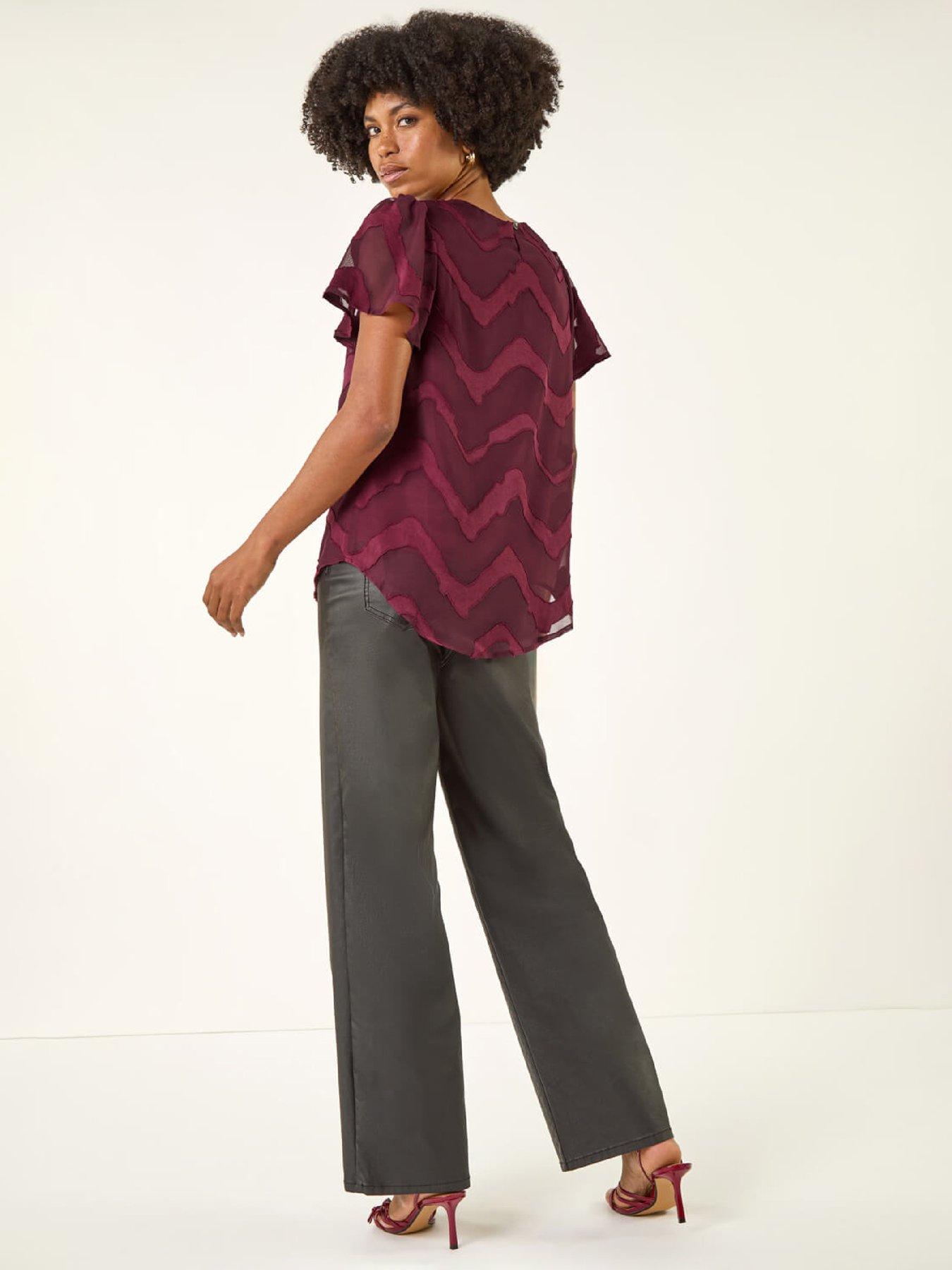  image of roman-jacquard-zig-zag-top-wine