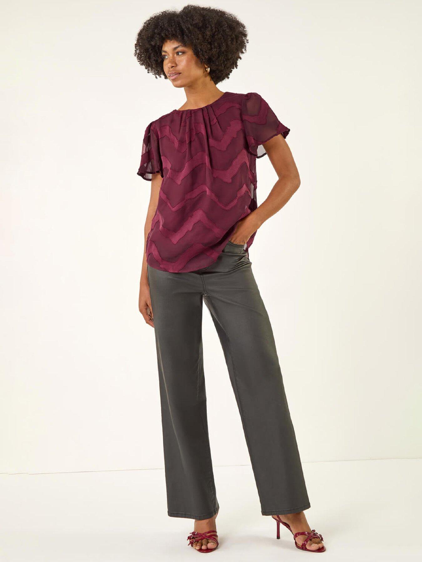  image of roman-jacquard-zig-zag-top-wine