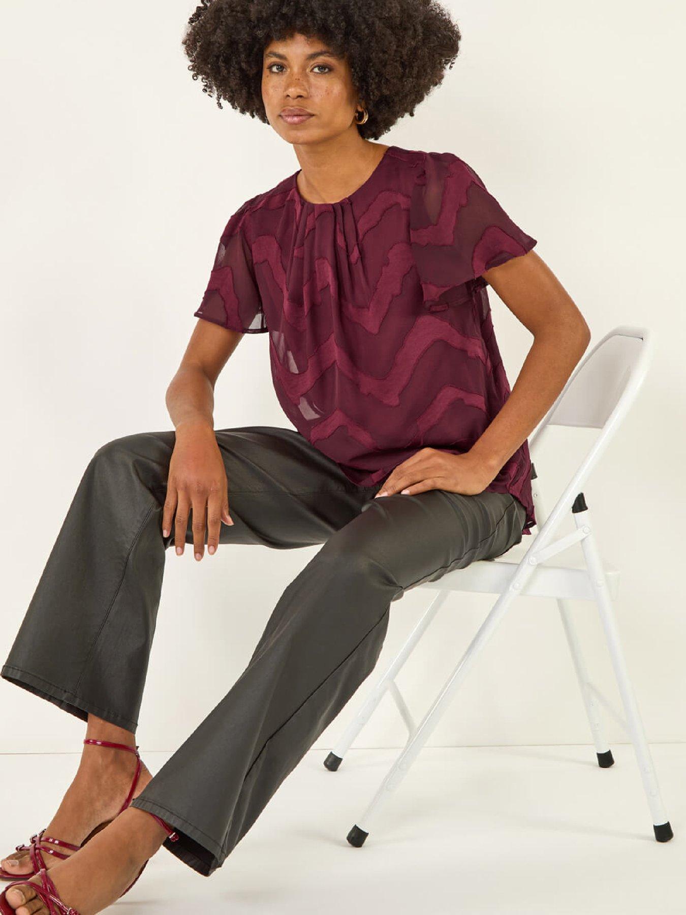  image of roman-jacquard-zig-zag-top-wine