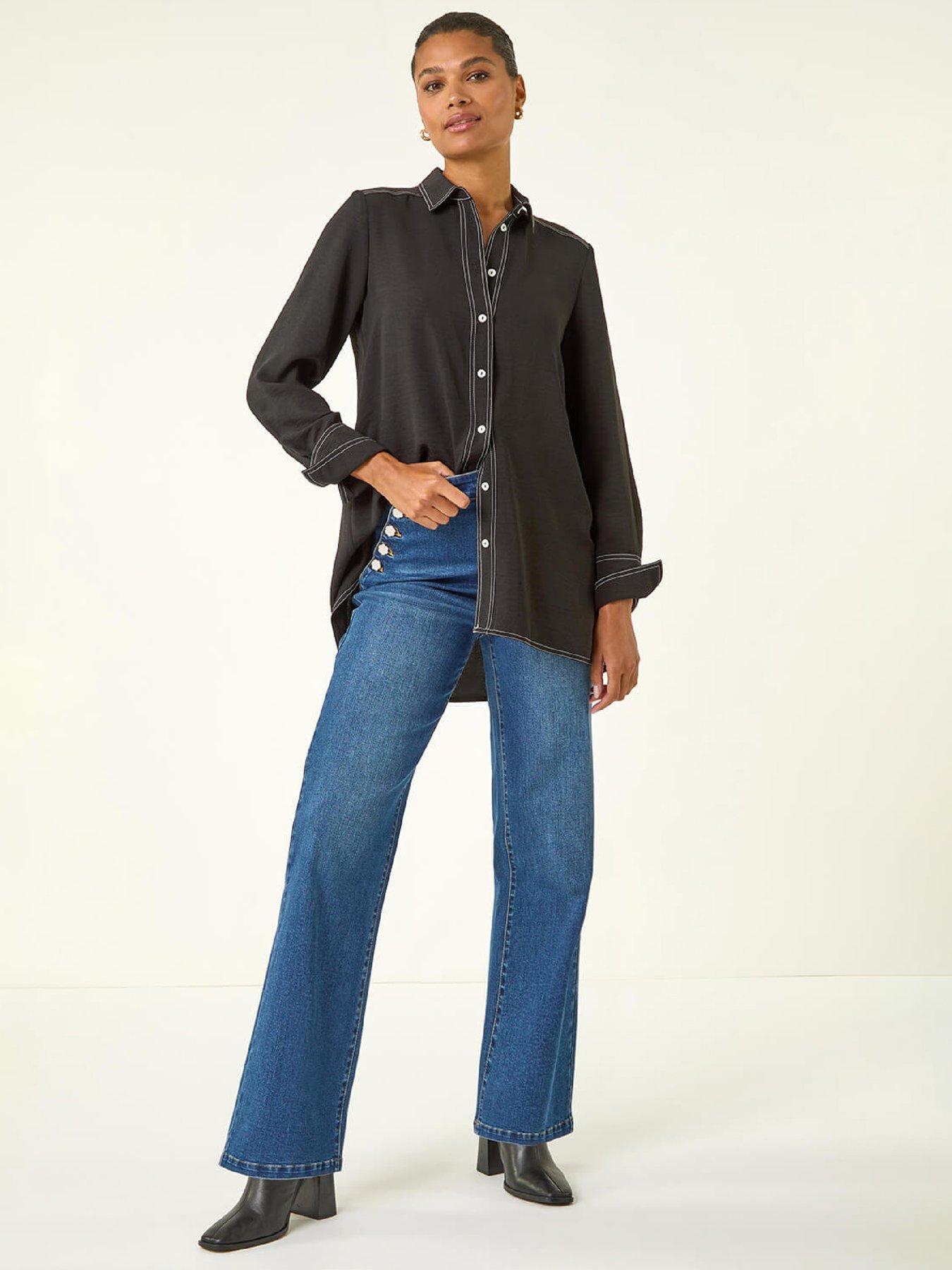  image of roman-buttoned-pocket-jeans-blue