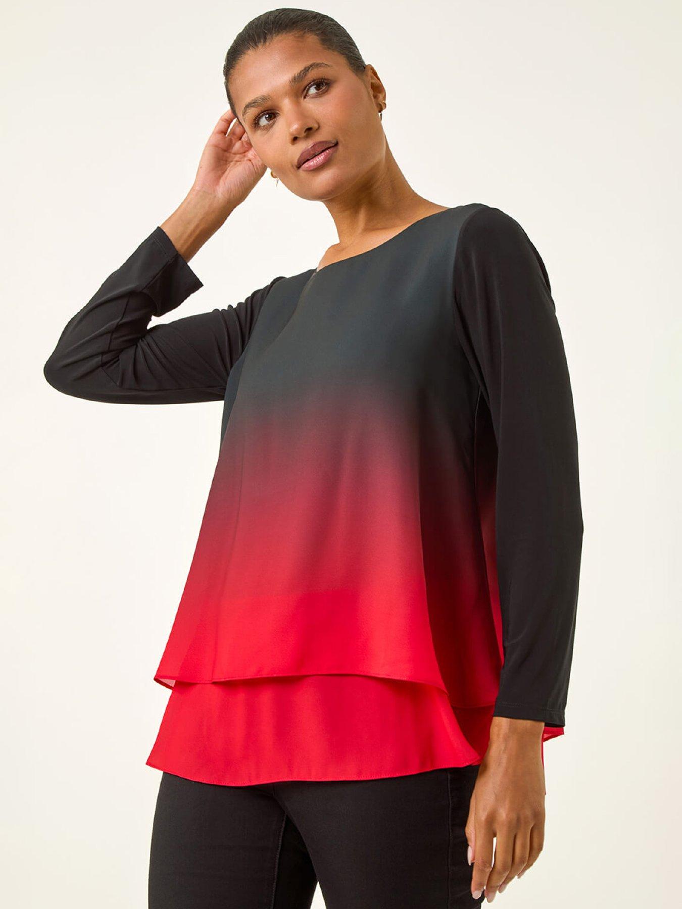 roman-ombre-chiffon-overlay-top-red