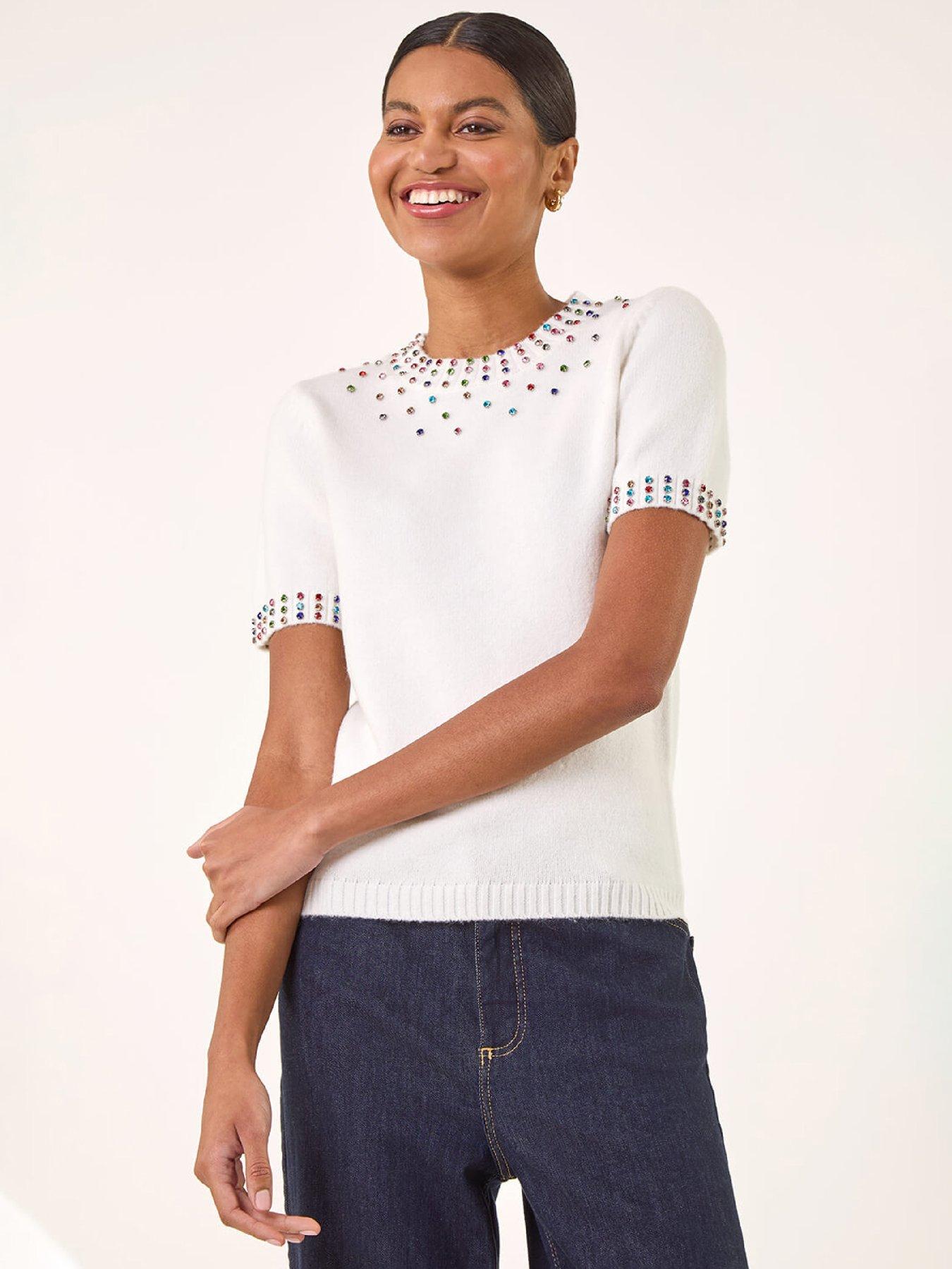 front image of roman-embellished-neck-knitted-top-ivory