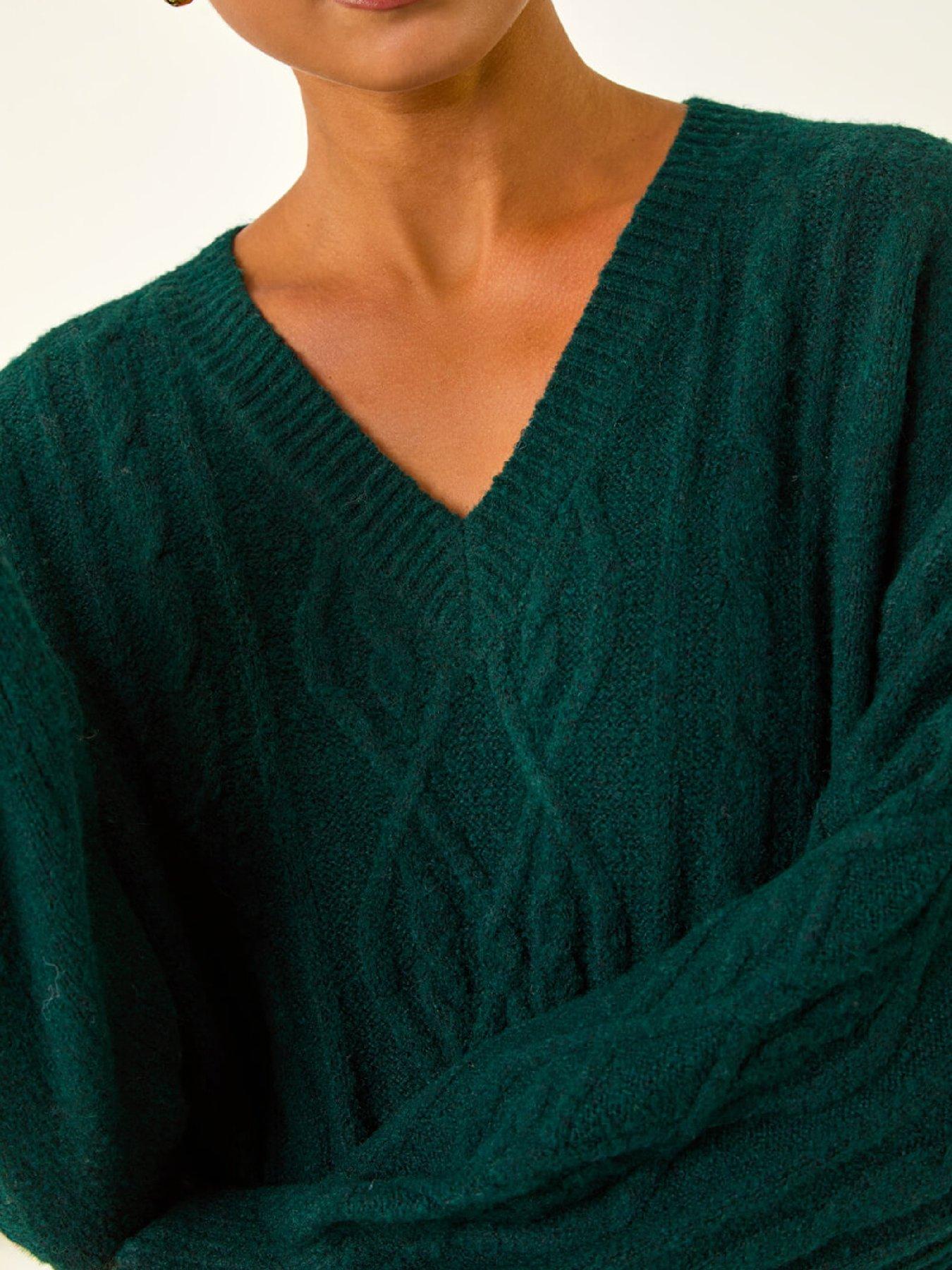  image of roman-petite-cable-knit-shift-dress-dark-green