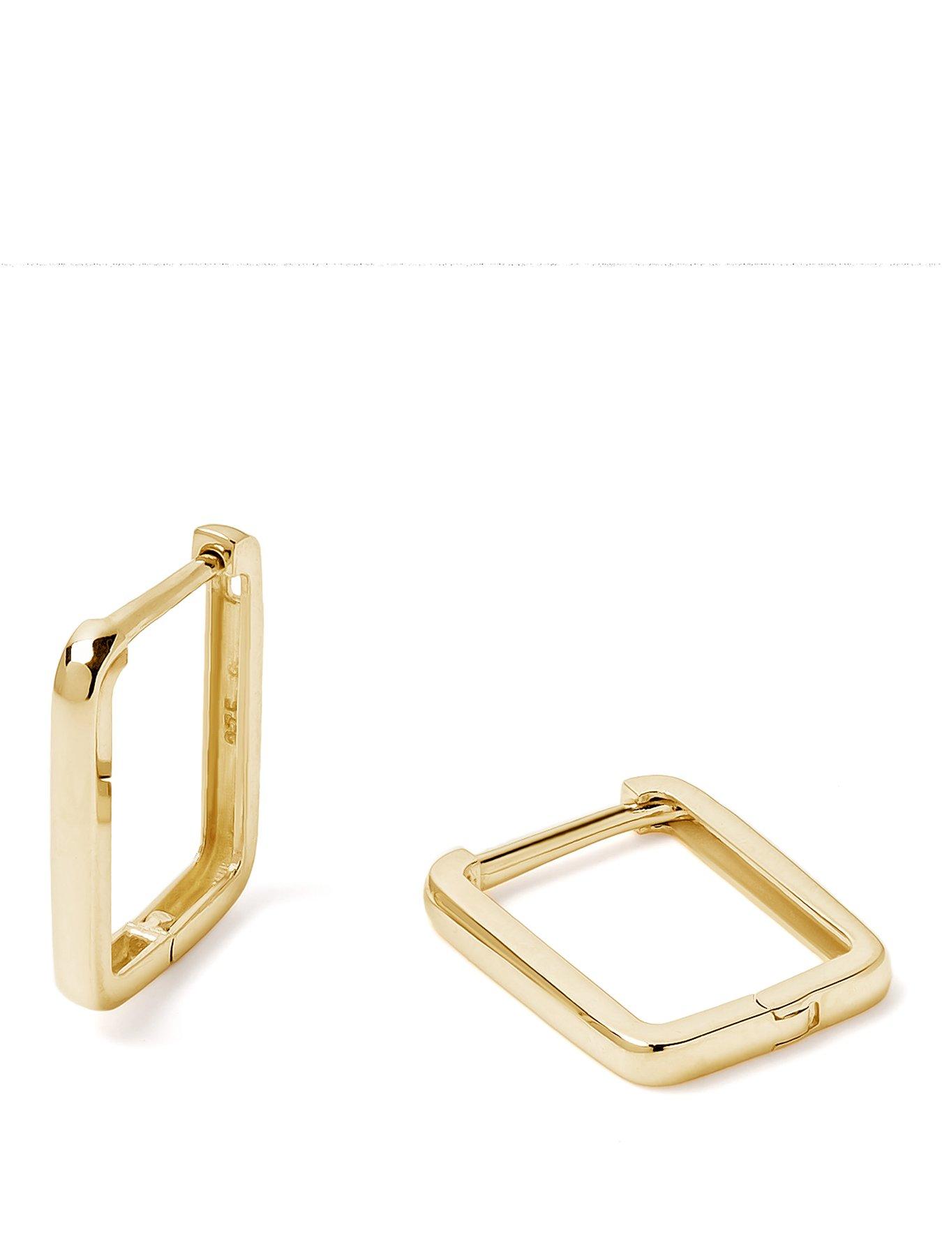 The Love Collection 9ct Gold Rectangular Huggie Hoop Earrings