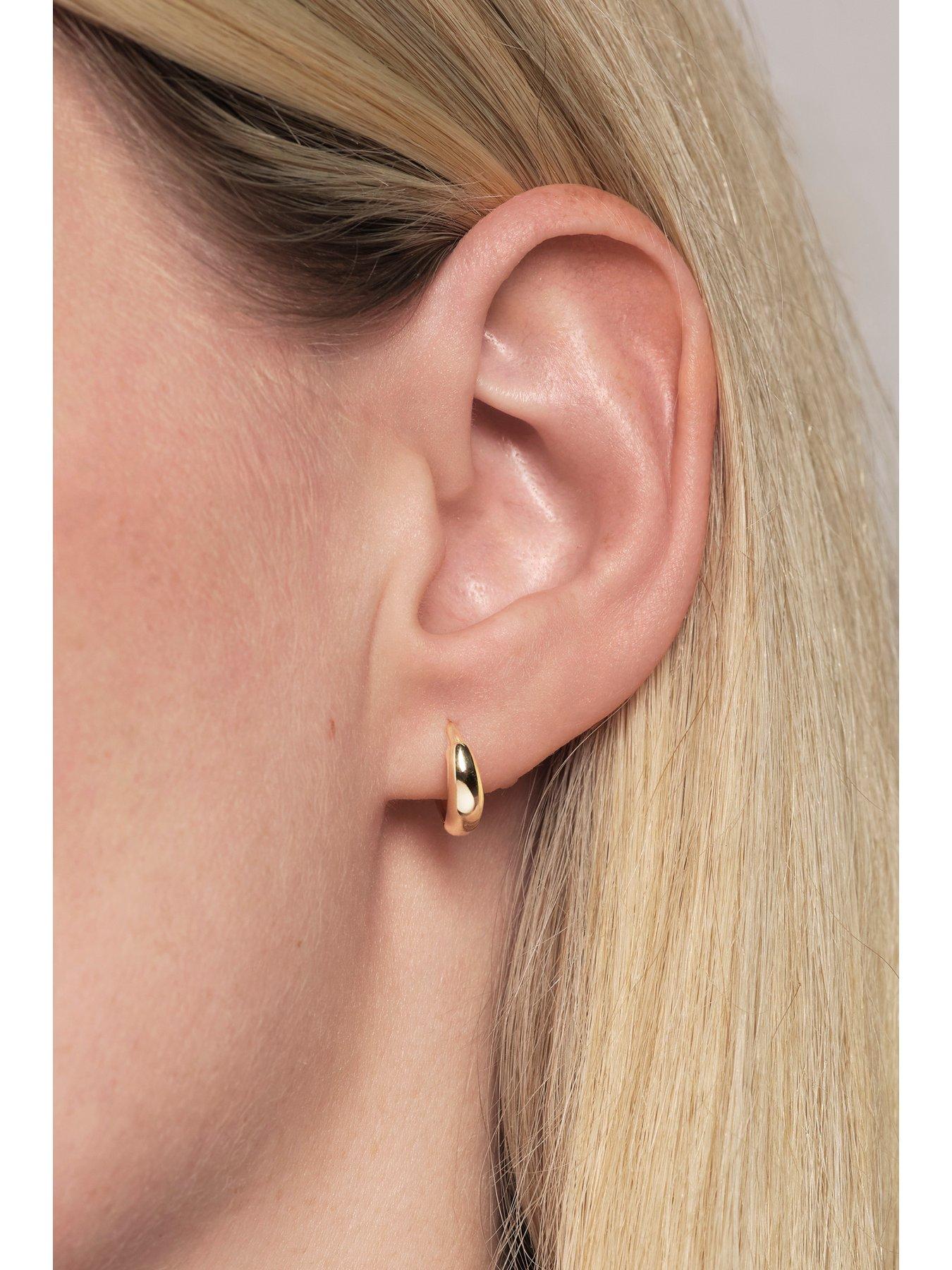 stillFront image of the-love-collection-9ct-gold-bold-huggie-hoop-earrings