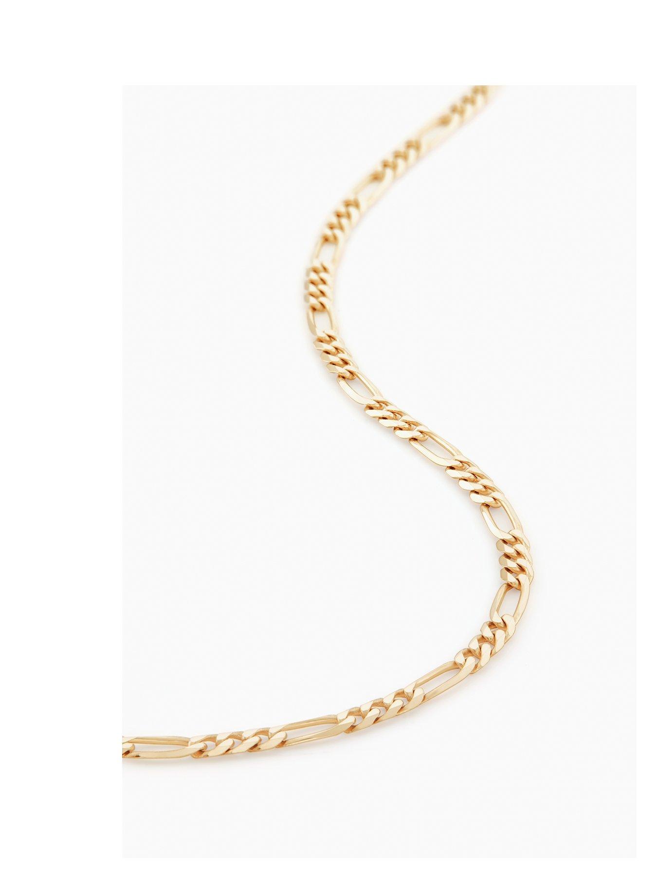 The Love Collection 9ct Yellow Gold Solid Figaro Chain (2.4mm) 20 inch