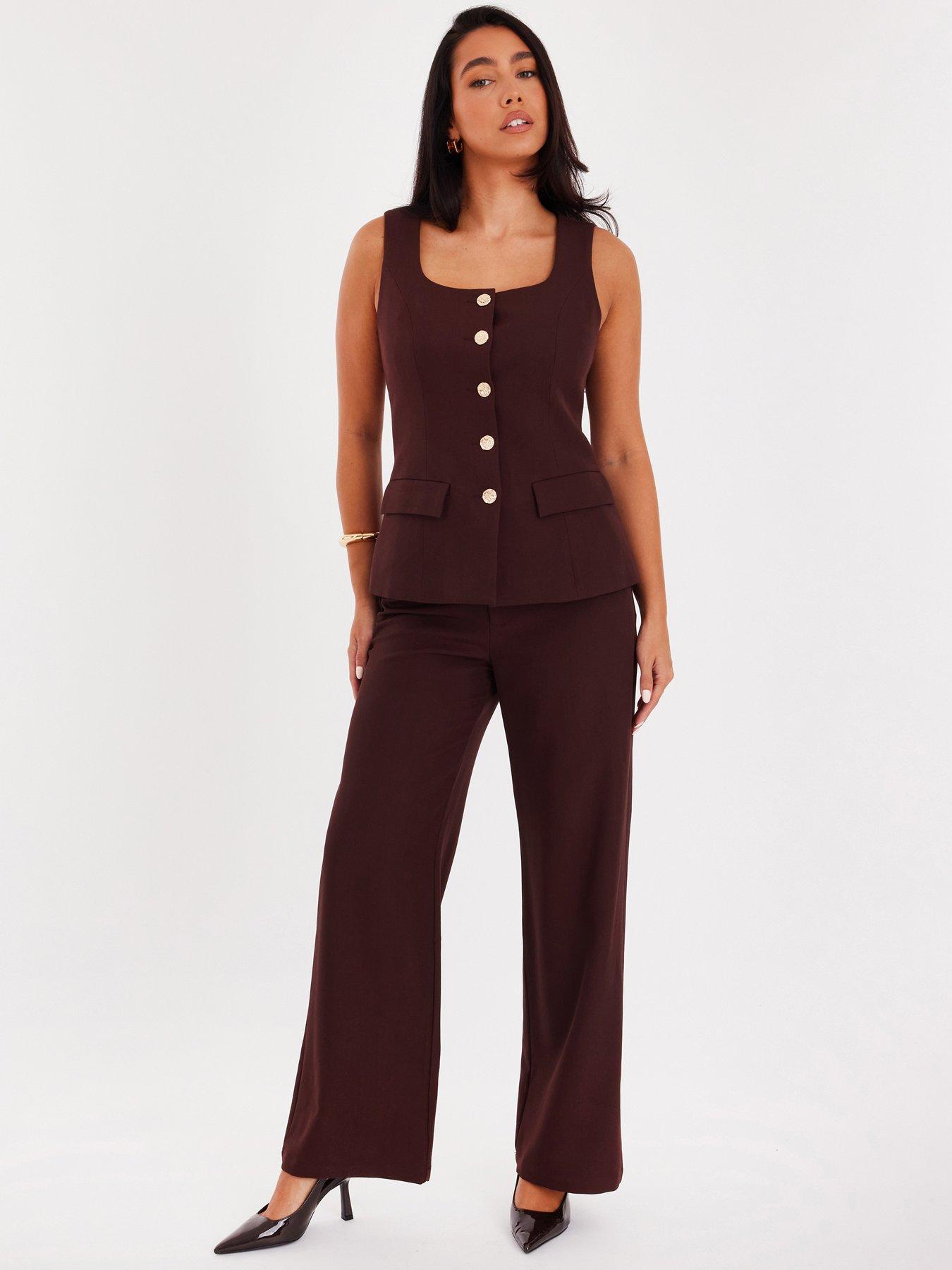 Image 1 of 6 of Quiz Brown Tapered Trousers