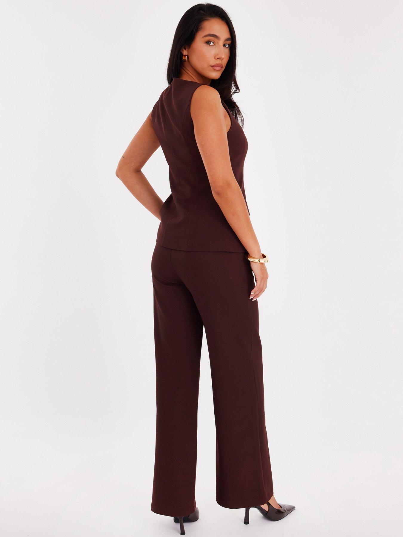 Image 2 of 6 of Quiz Brown Tapered Trousers