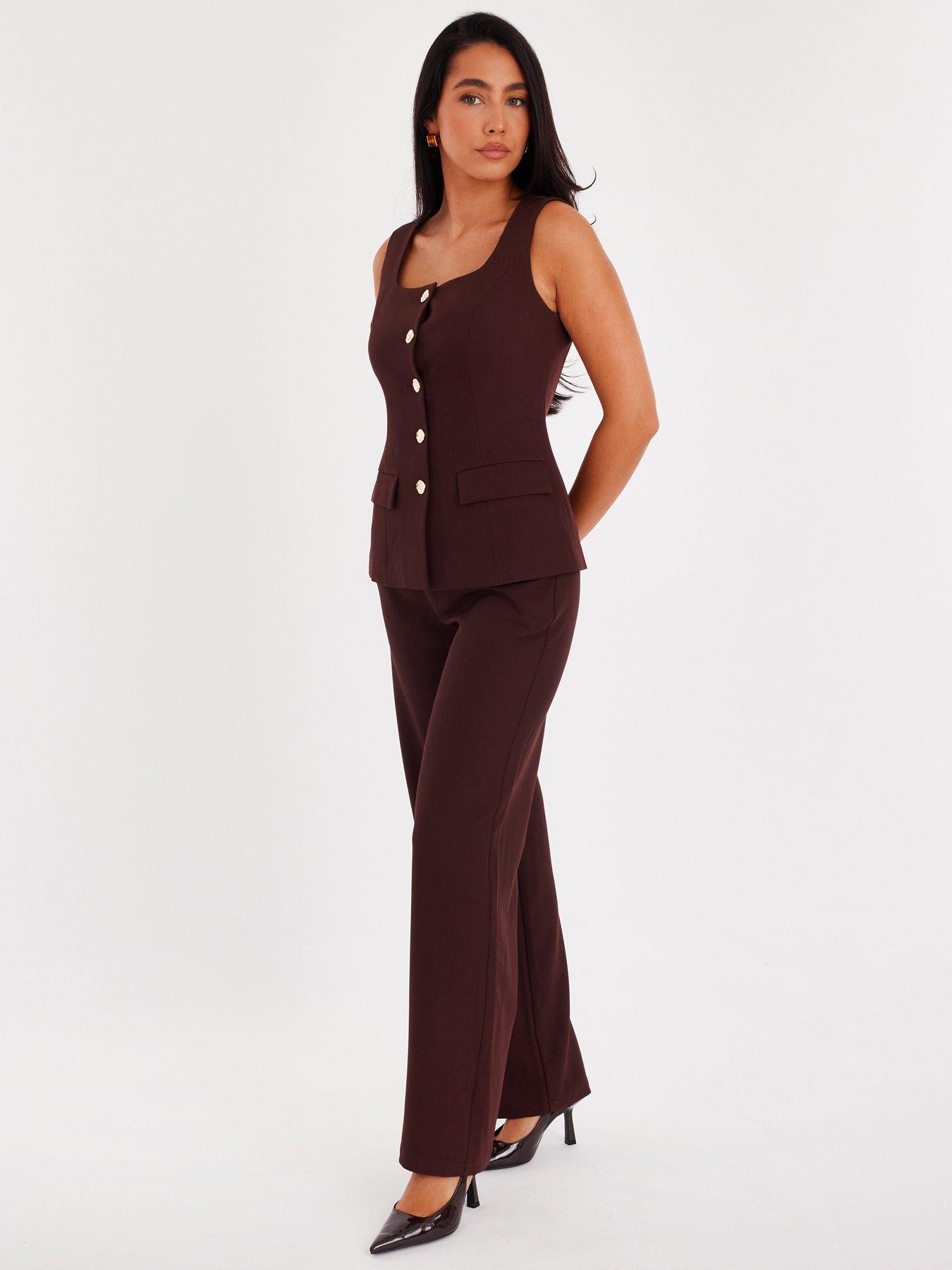 Image 3 of 6 of Quiz Brown Tapered Trousers