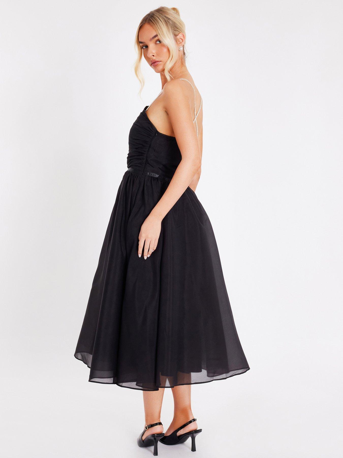  image of quiz-black-organza-midi-skater-dress
