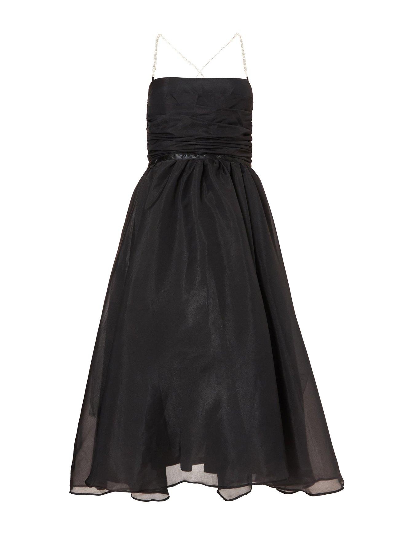  image of quiz-black-organza-midi-skater-dress