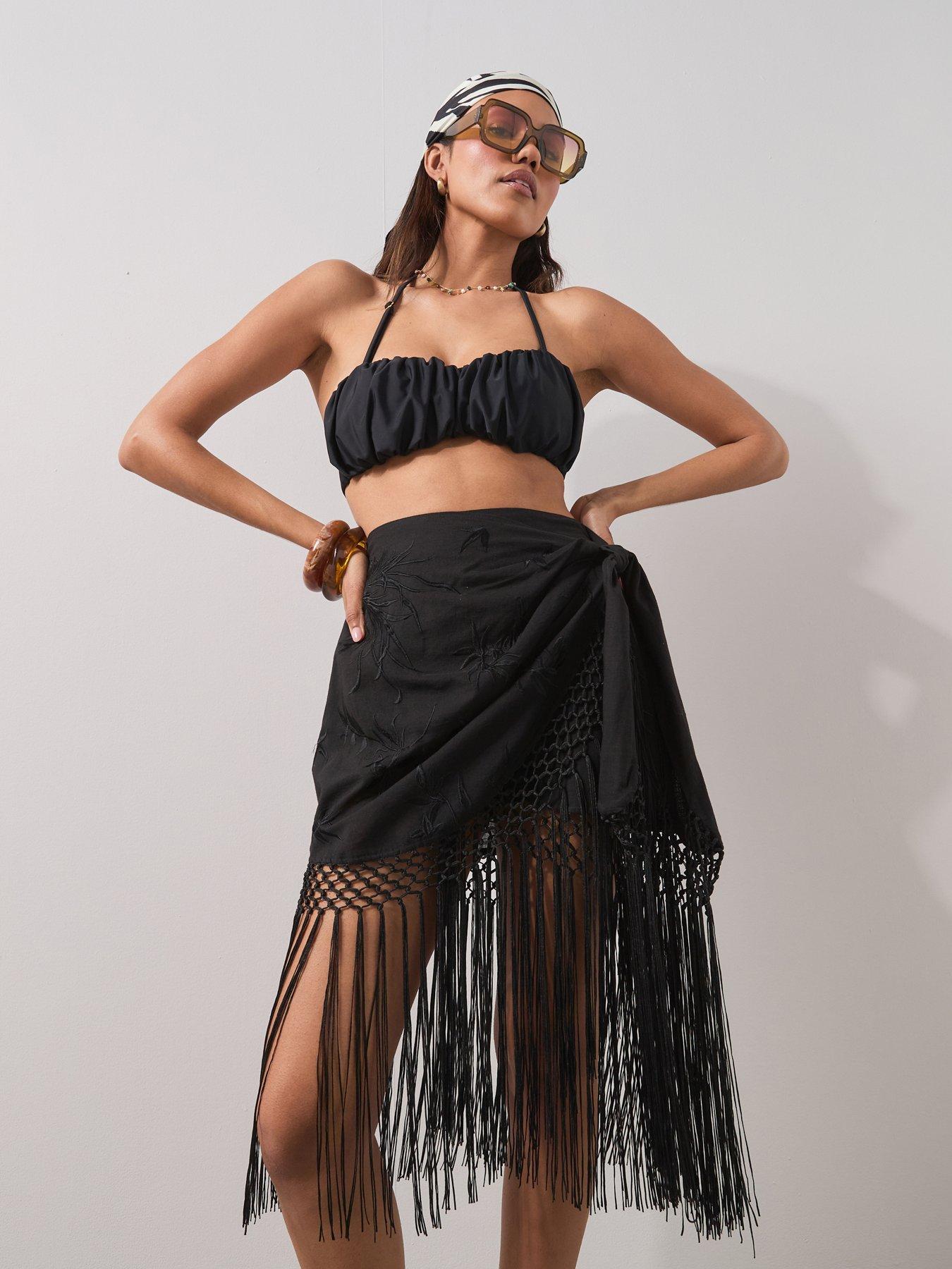 The Very Collection Fringed Beach Skirt - Black