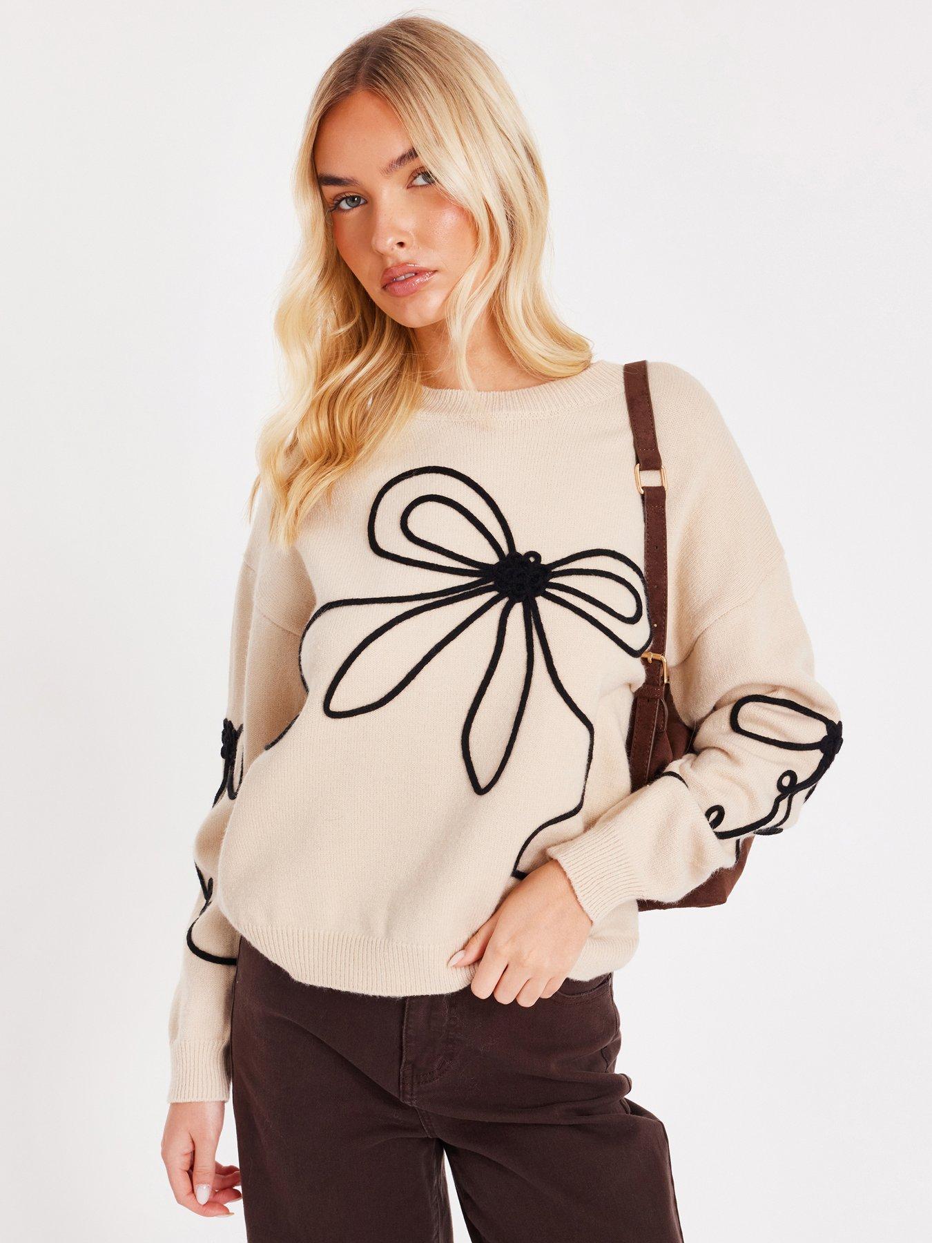  image of quiz-stone-stitch-bow-jumper