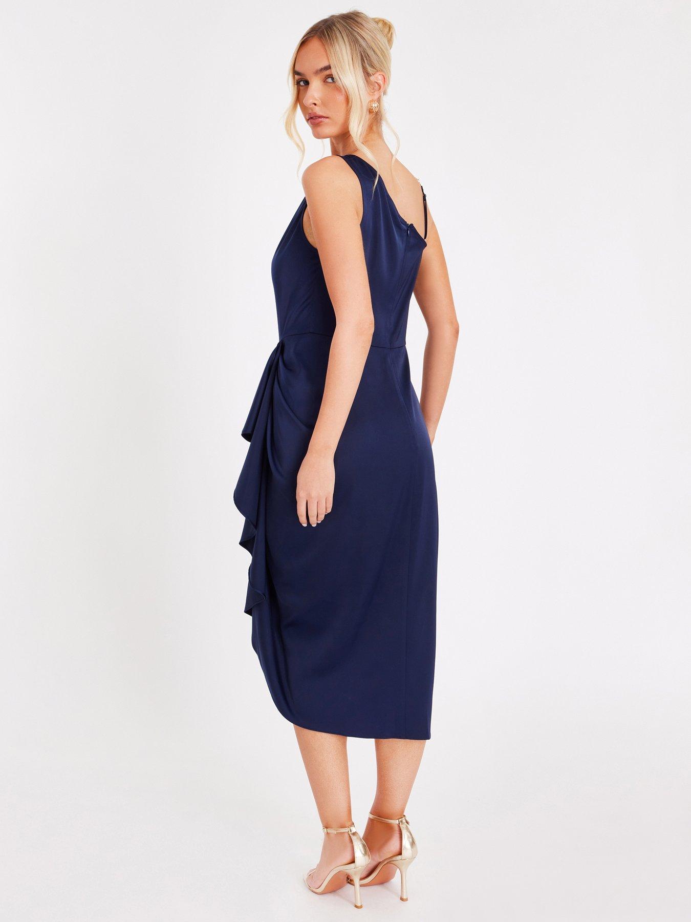  image of quiz-navy-satin-ring-strap-midaxi-dress