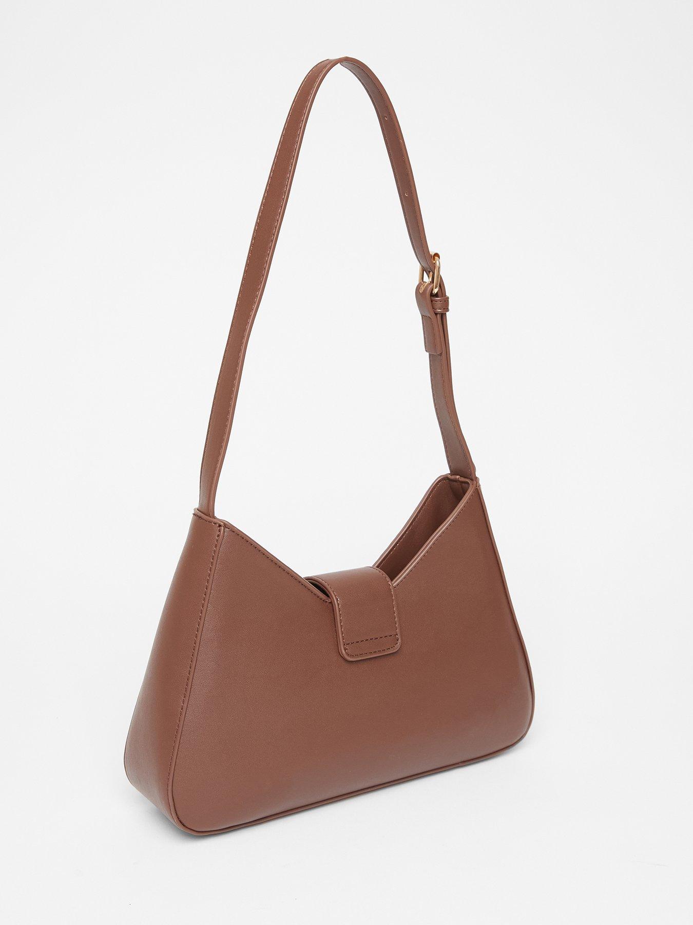 Image 3 of 5 of Quiz Brown Faux Leather Buckle Shoulder Bag