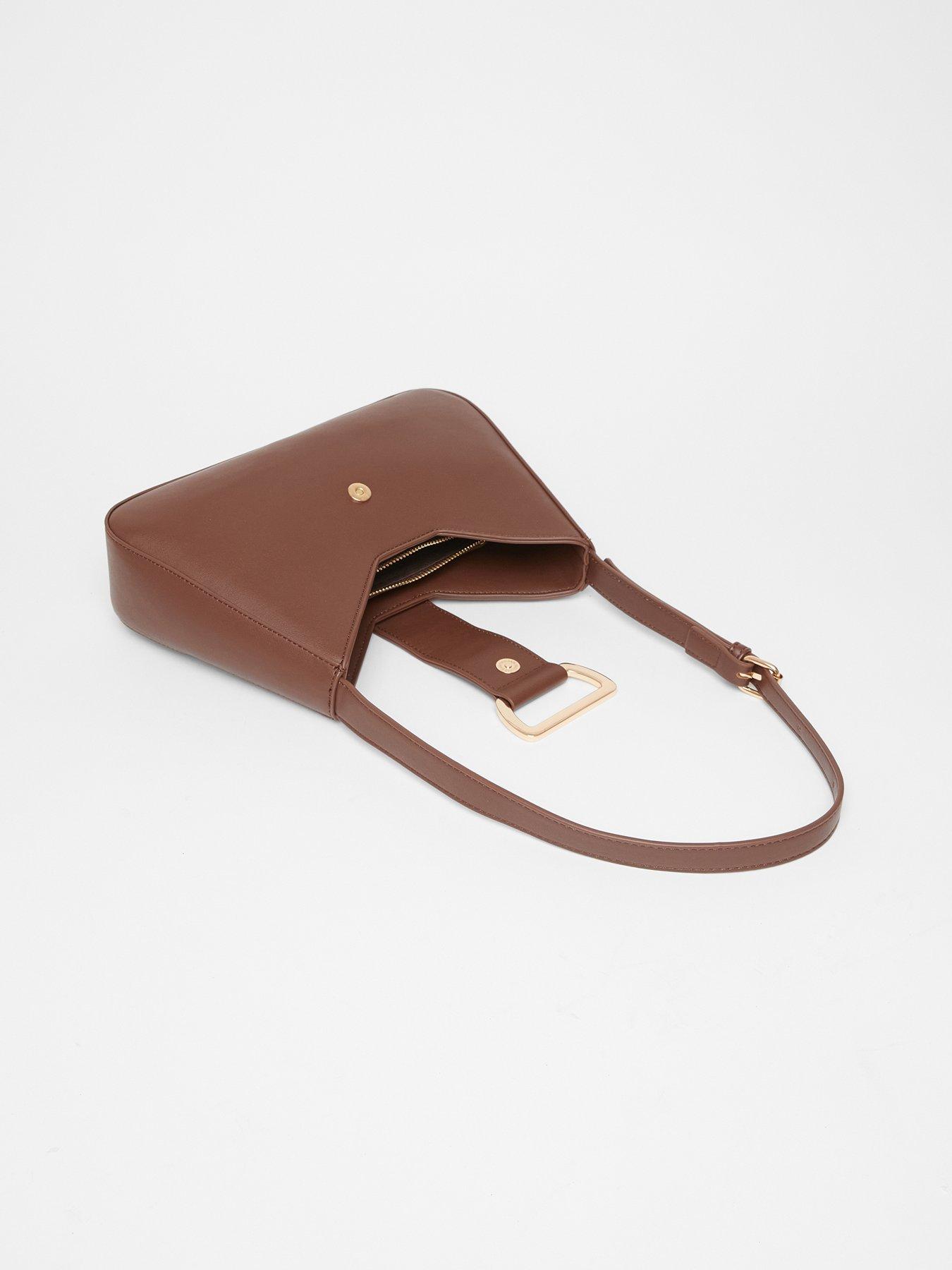 Image 4 of 5 of Quiz Brown Faux Leather Buckle Shoulder Bag