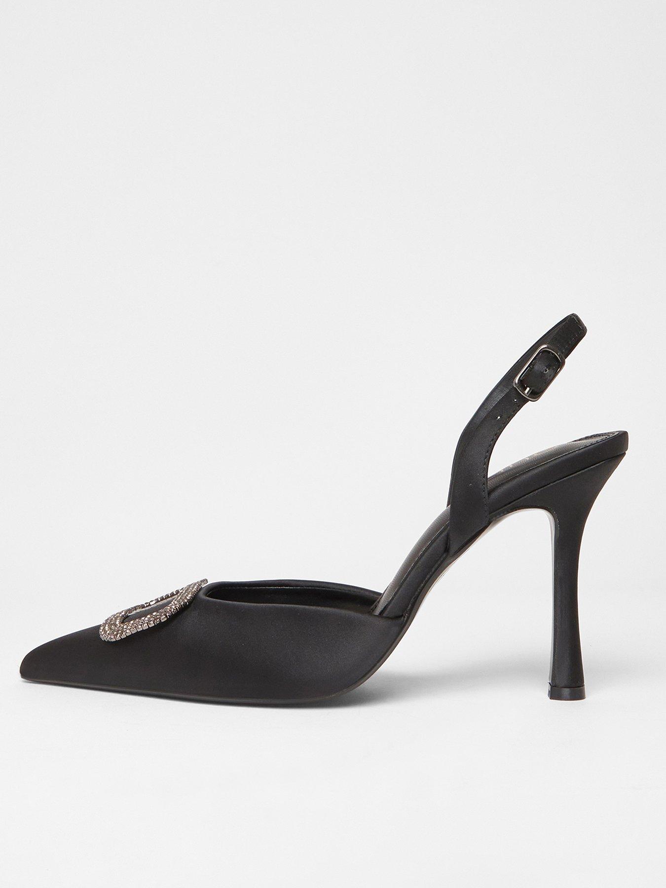  image of quiz-black-satin-brooch-court-heels
