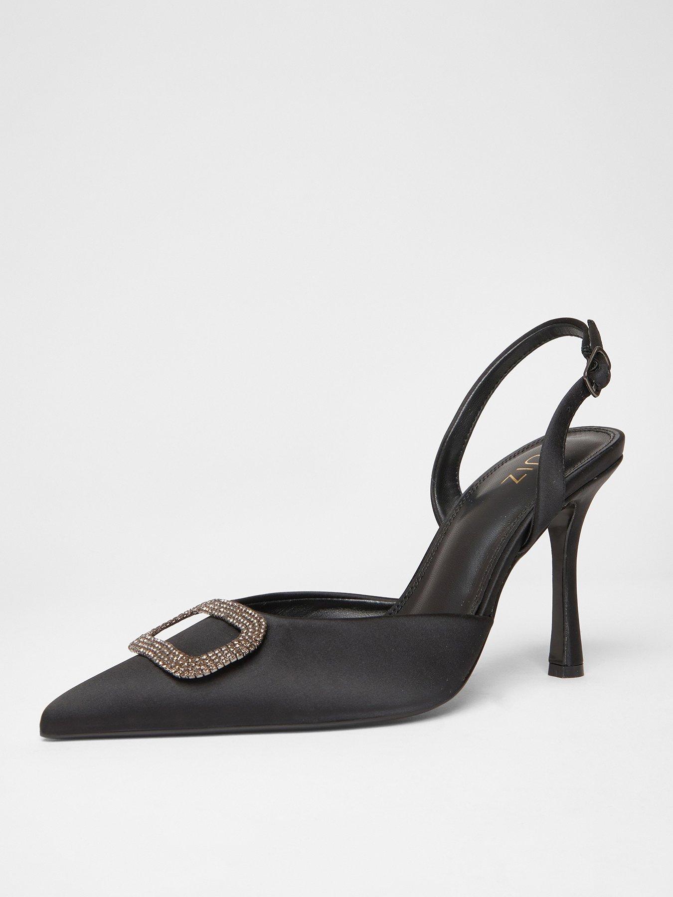 image of quiz-black-satin-brooch-court-heels