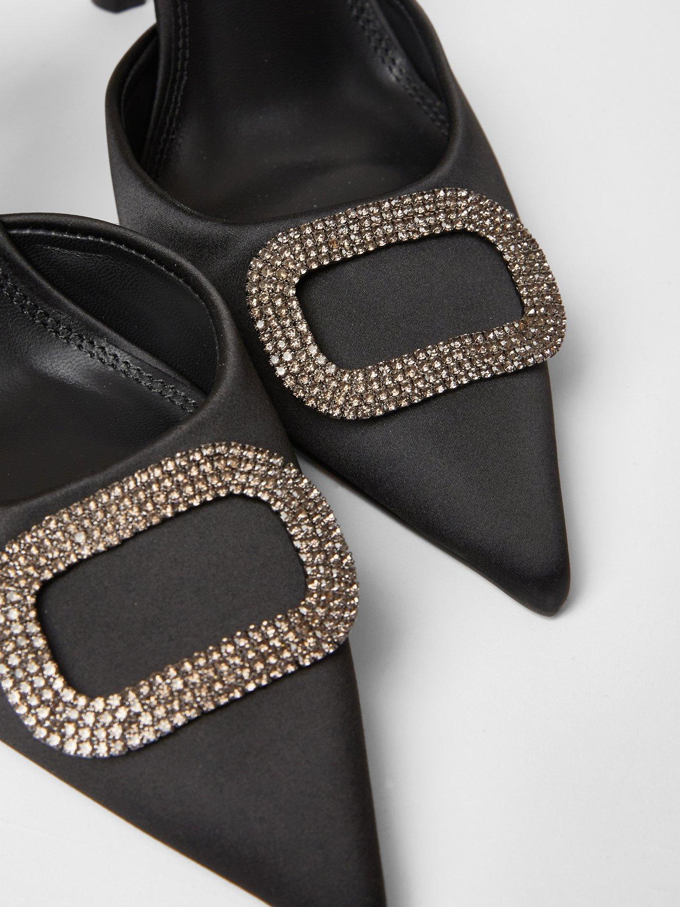  image of quiz-black-satin-brooch-court-heels