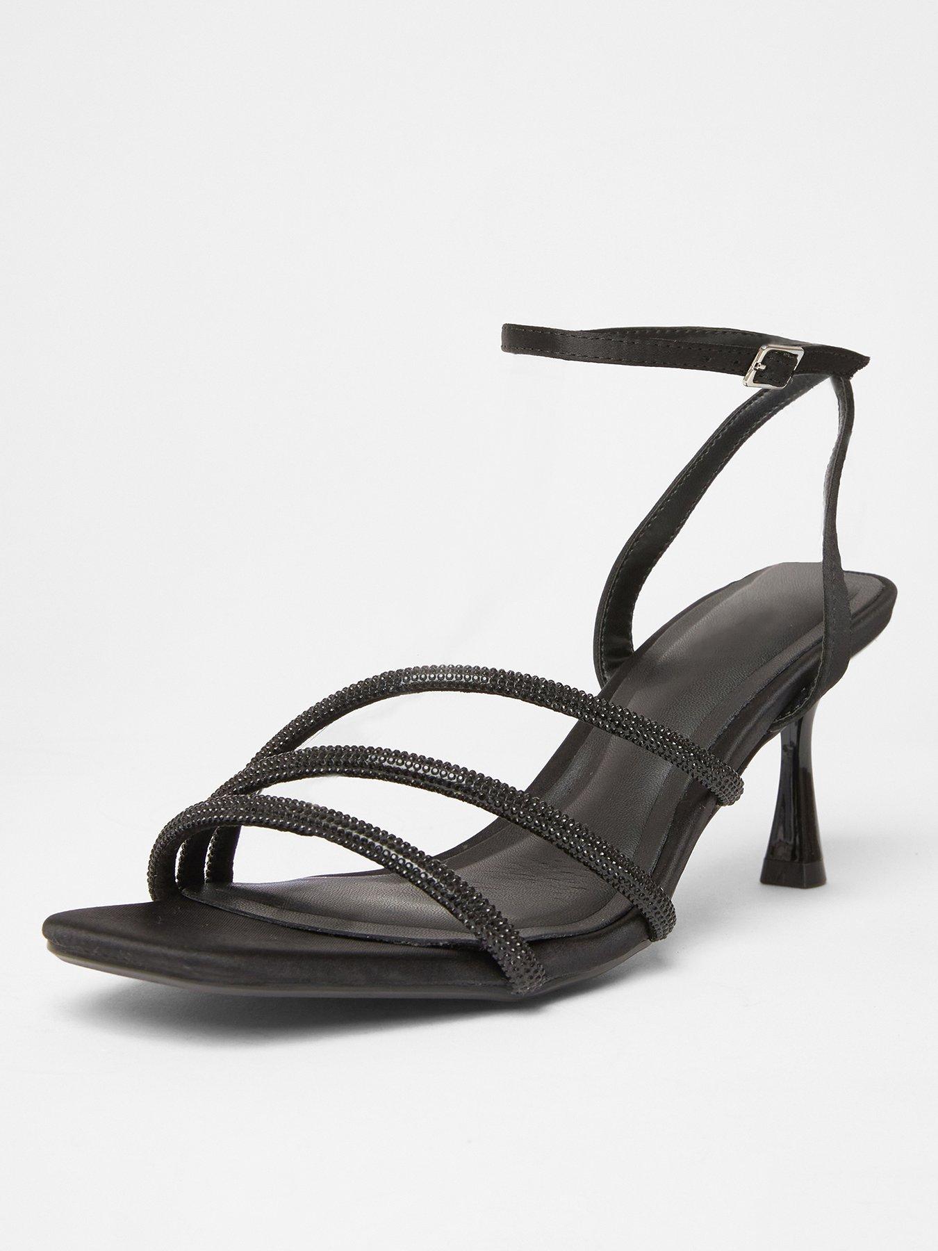  image of quiz-black-diamante-strappy-heels