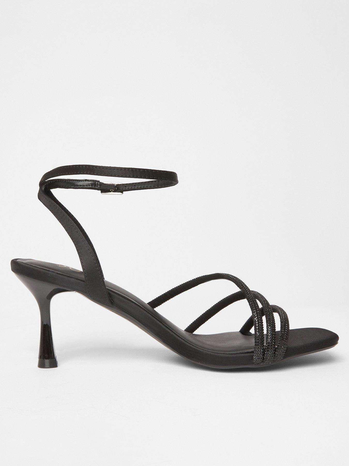  image of quiz-black-diamante-strappy-heels