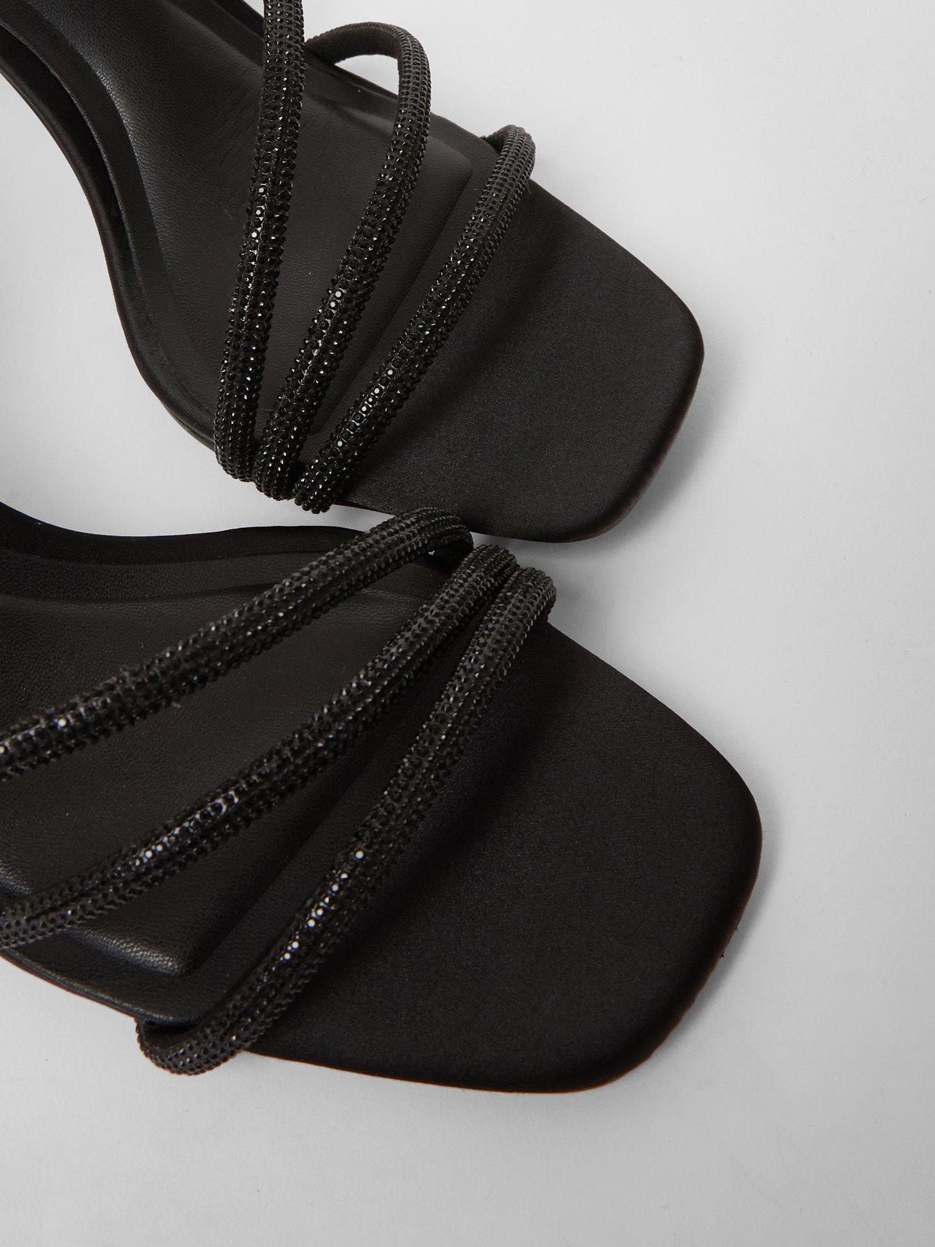  image of quiz-black-diamante-strappy-heels