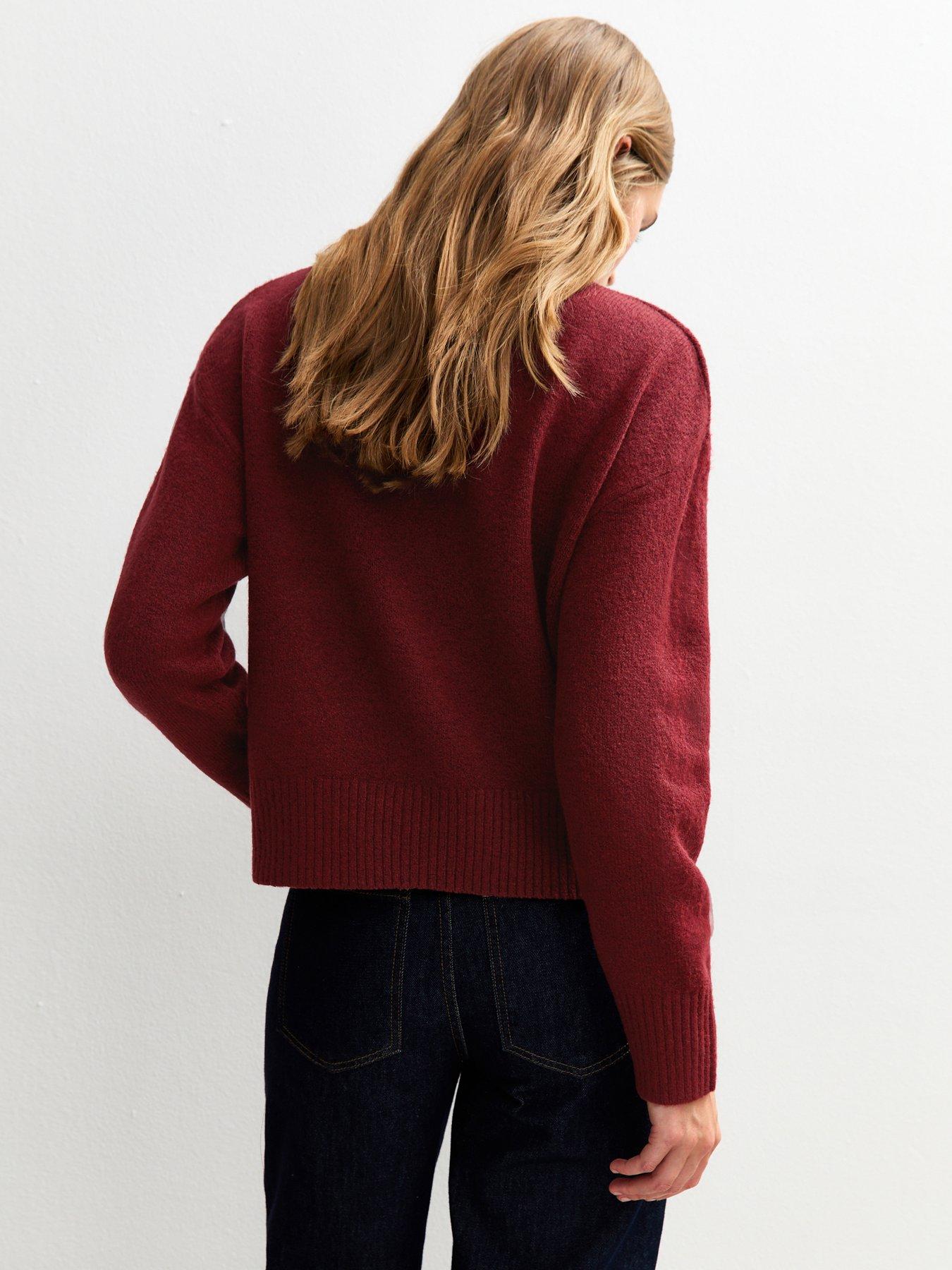 Image 2 of 5 of New Look Burgundy Crew Neck Jumper