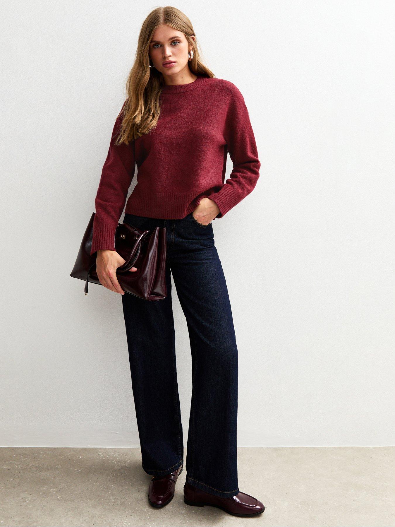 Image 3 of 5 of New Look Burgundy Crew Neck Jumper