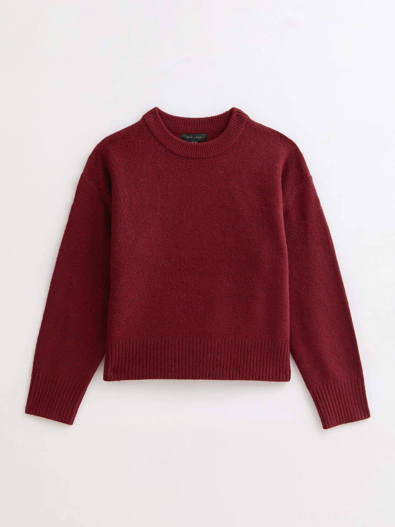  image of new-look-crew-neck-jumper-burgundy