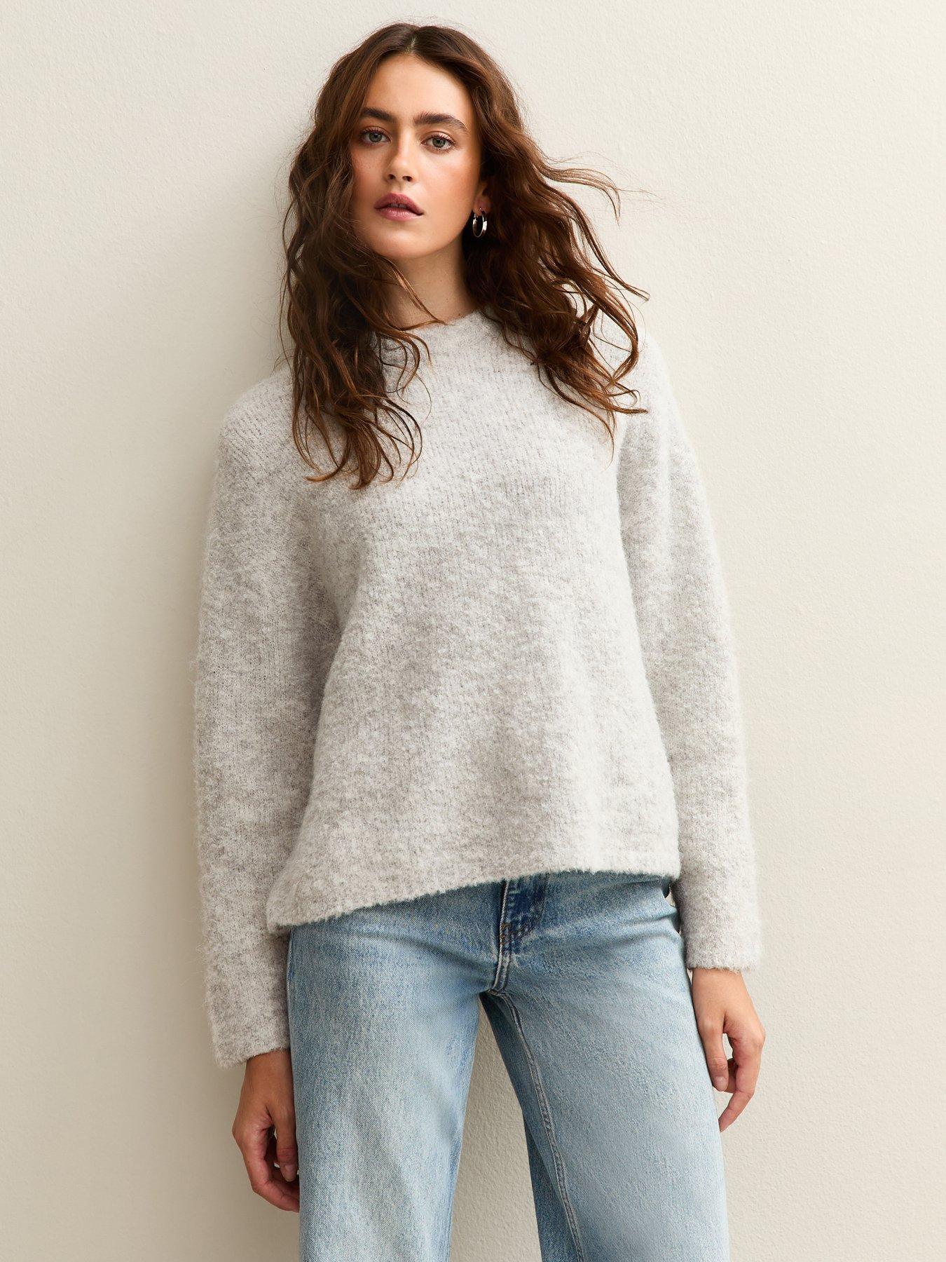front image of new-look-boucle-knit-jumper-grey