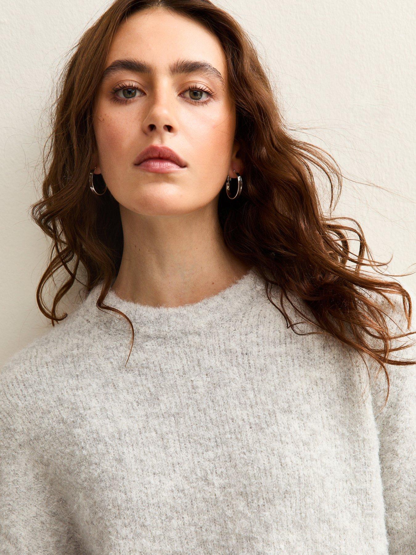  image of new-look-boucle-knit-jumper-grey
