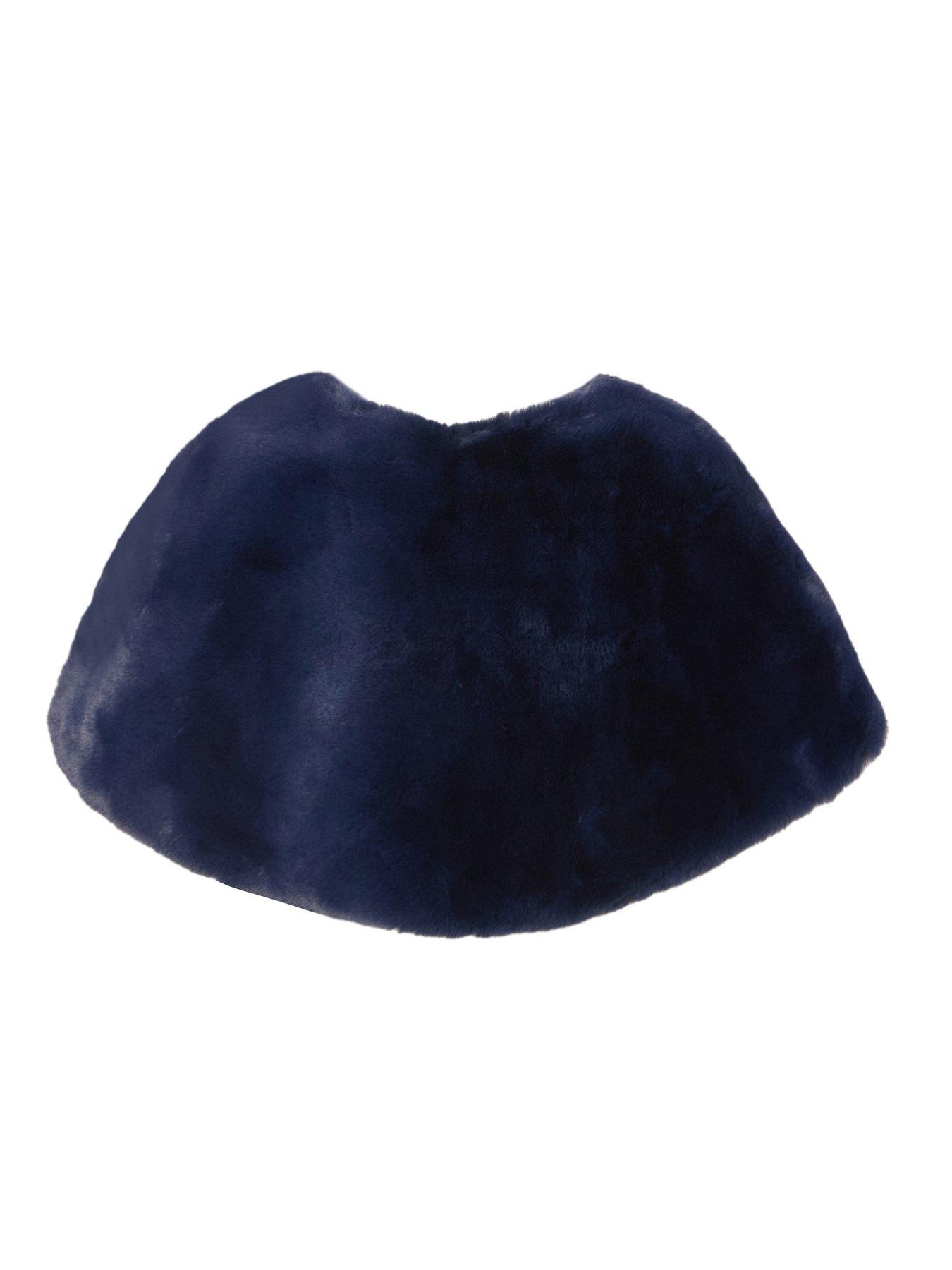  image of quiz-navy-bow-detail-faux-fur-wrap