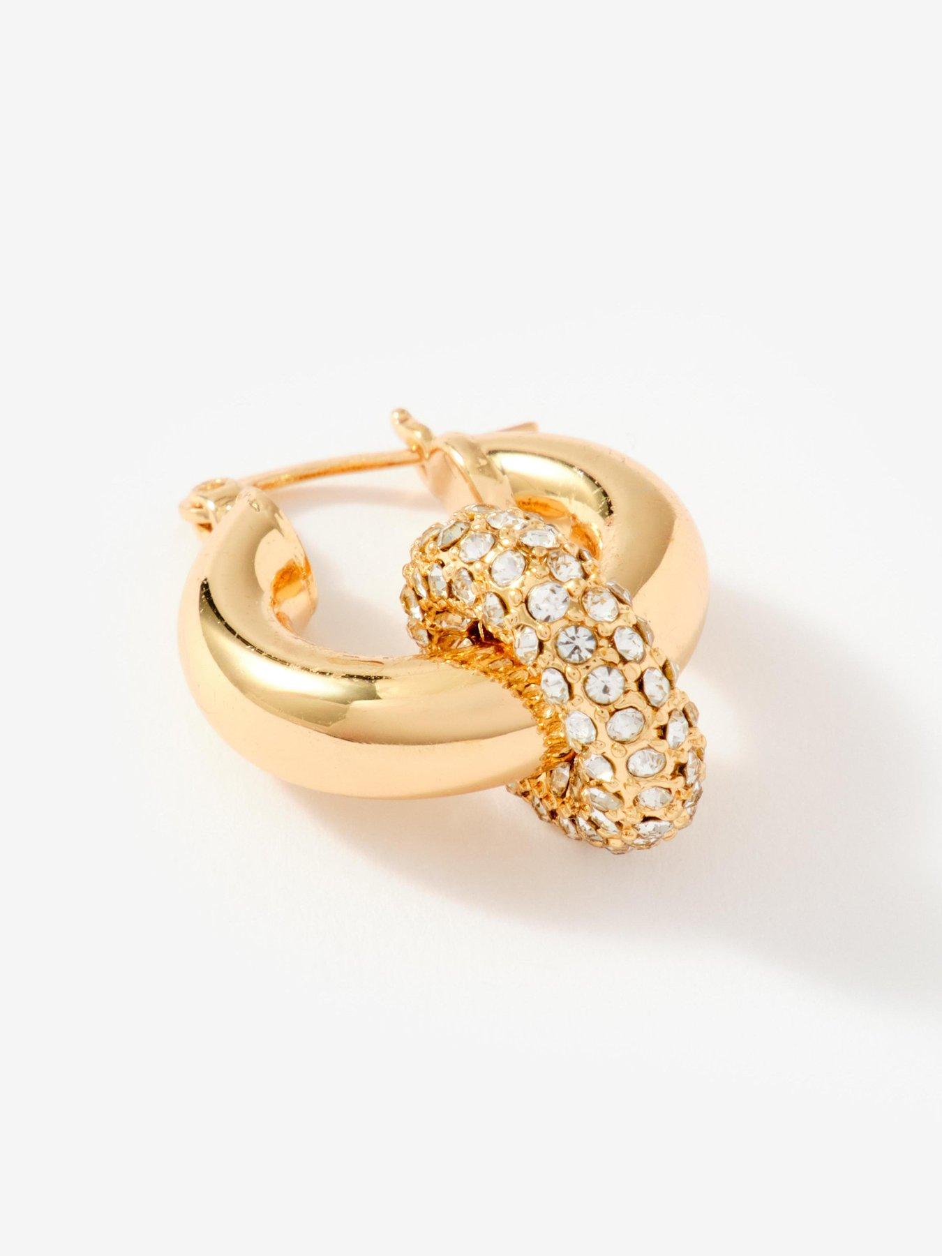  image of mint-velvet-gold-tone-pave-hoop-earrings