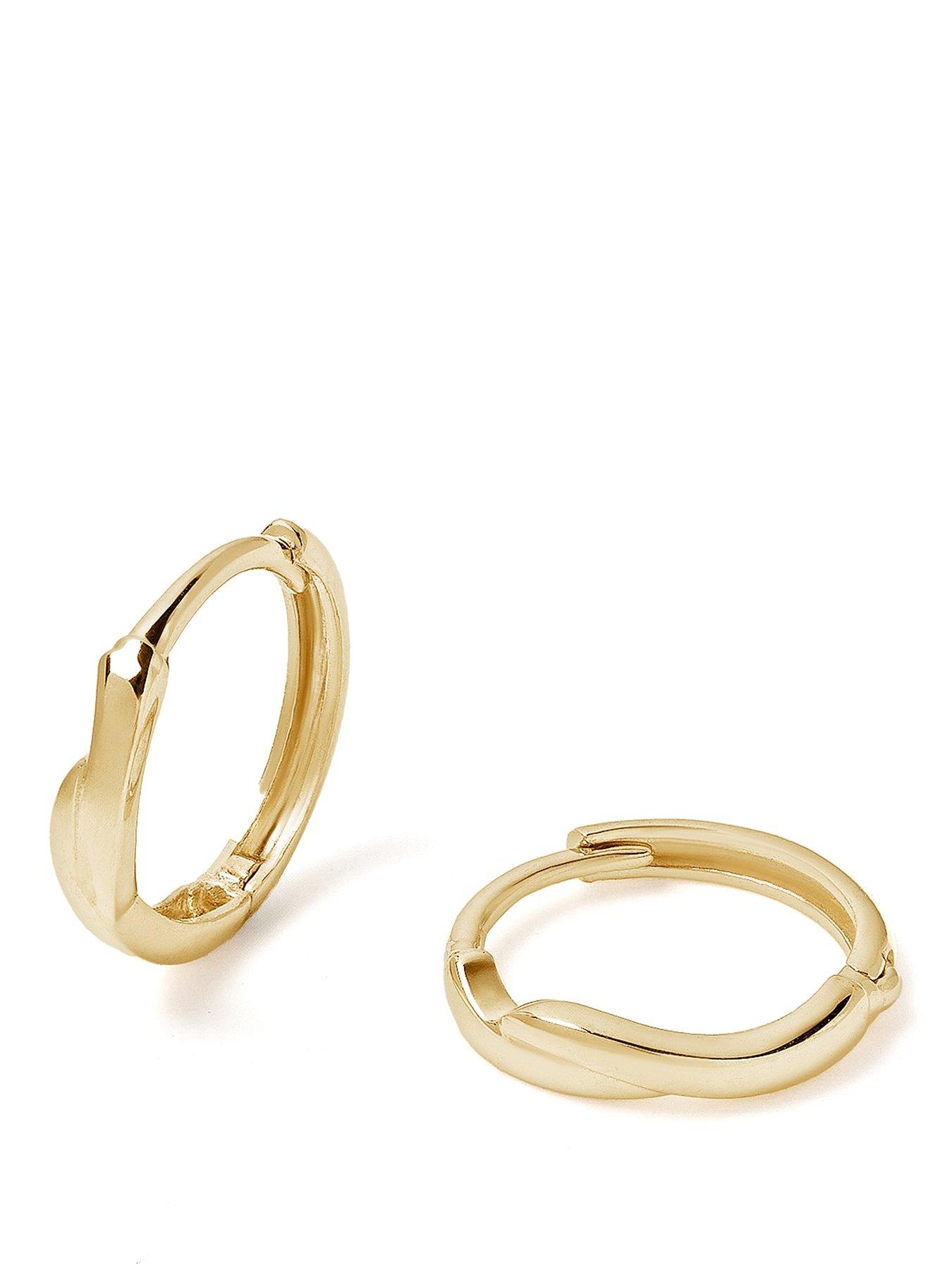  image of the-love-collection-9ct-gold-wave-huggie-hoop-earrings