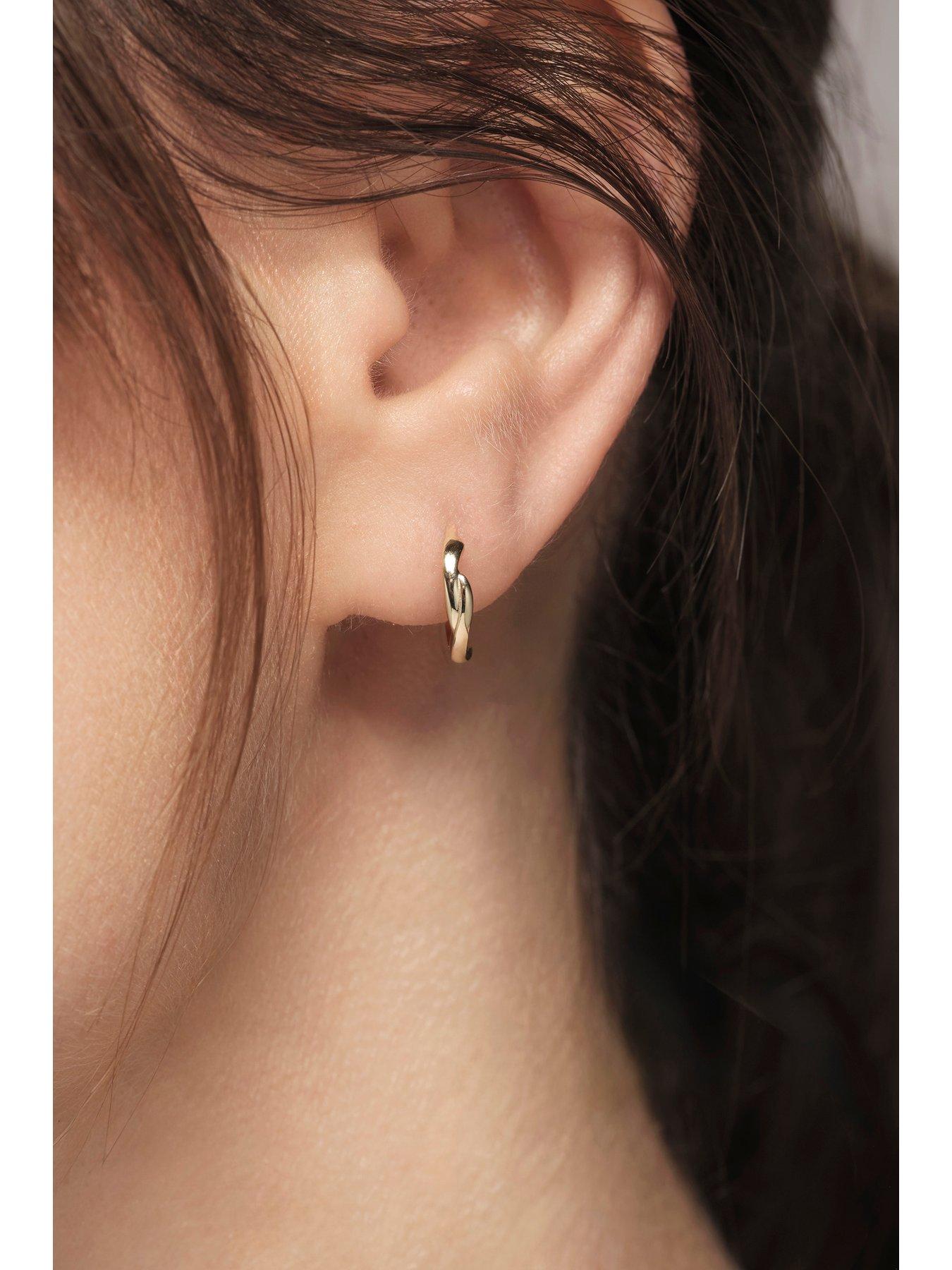  image of the-love-collection-9ct-gold-wave-huggie-hoop-earrings